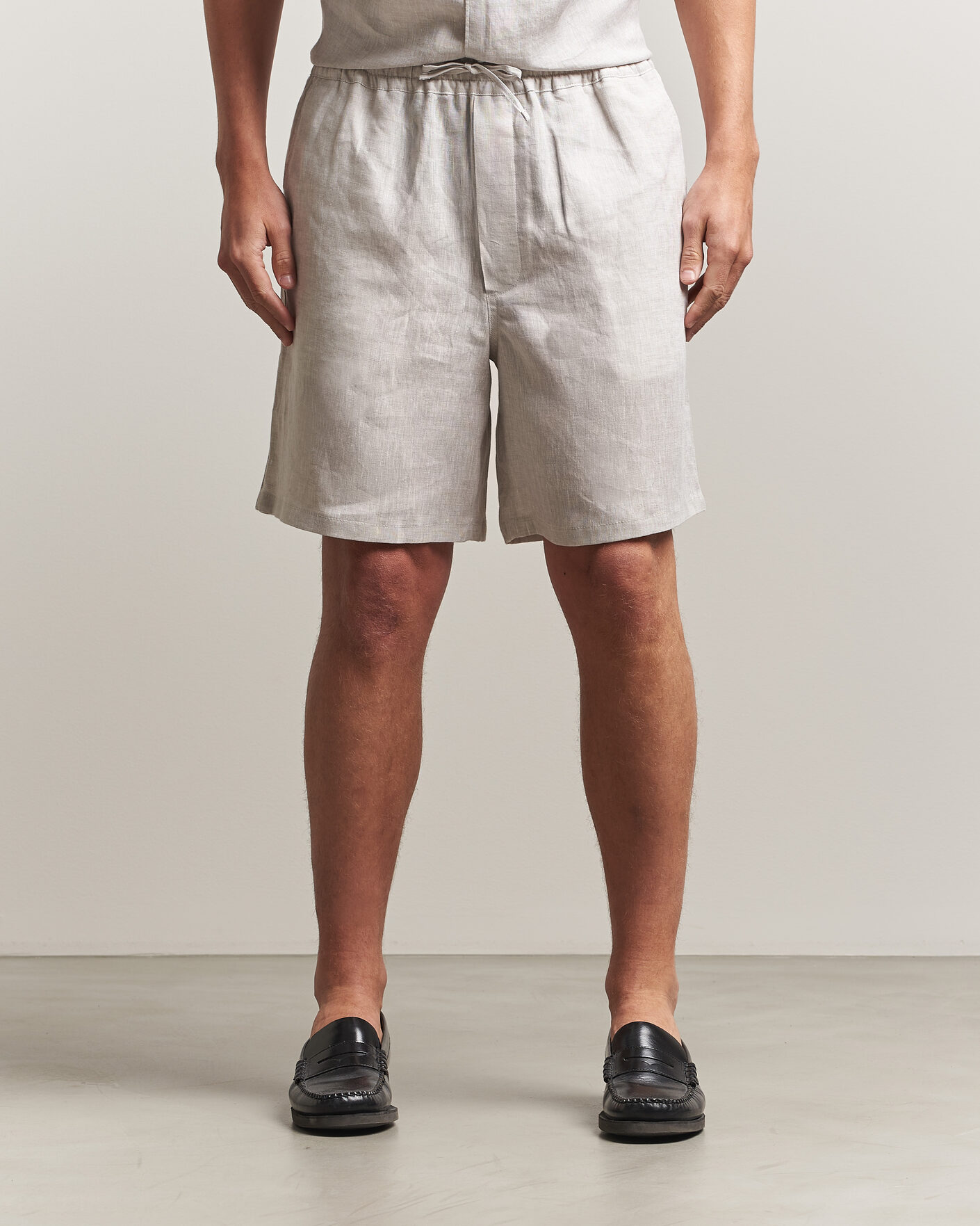 Heren | Korte broek | J.Lindeberg | Joff Linen Drawstring Shorts Moonbeam