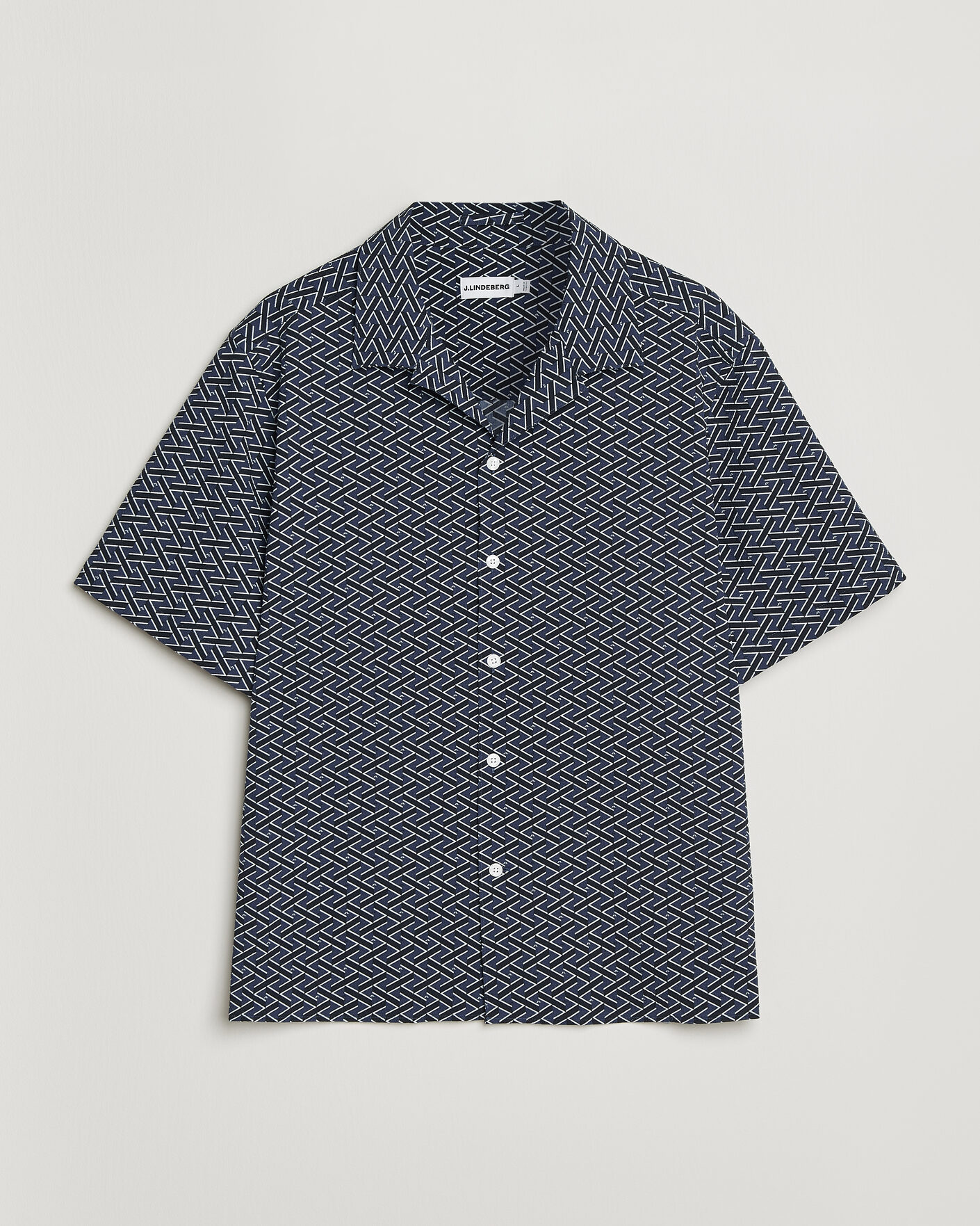 Heren | Overhemden | J.Lindeberg | Donso Geo Printed Resort Shirt Estate Navy