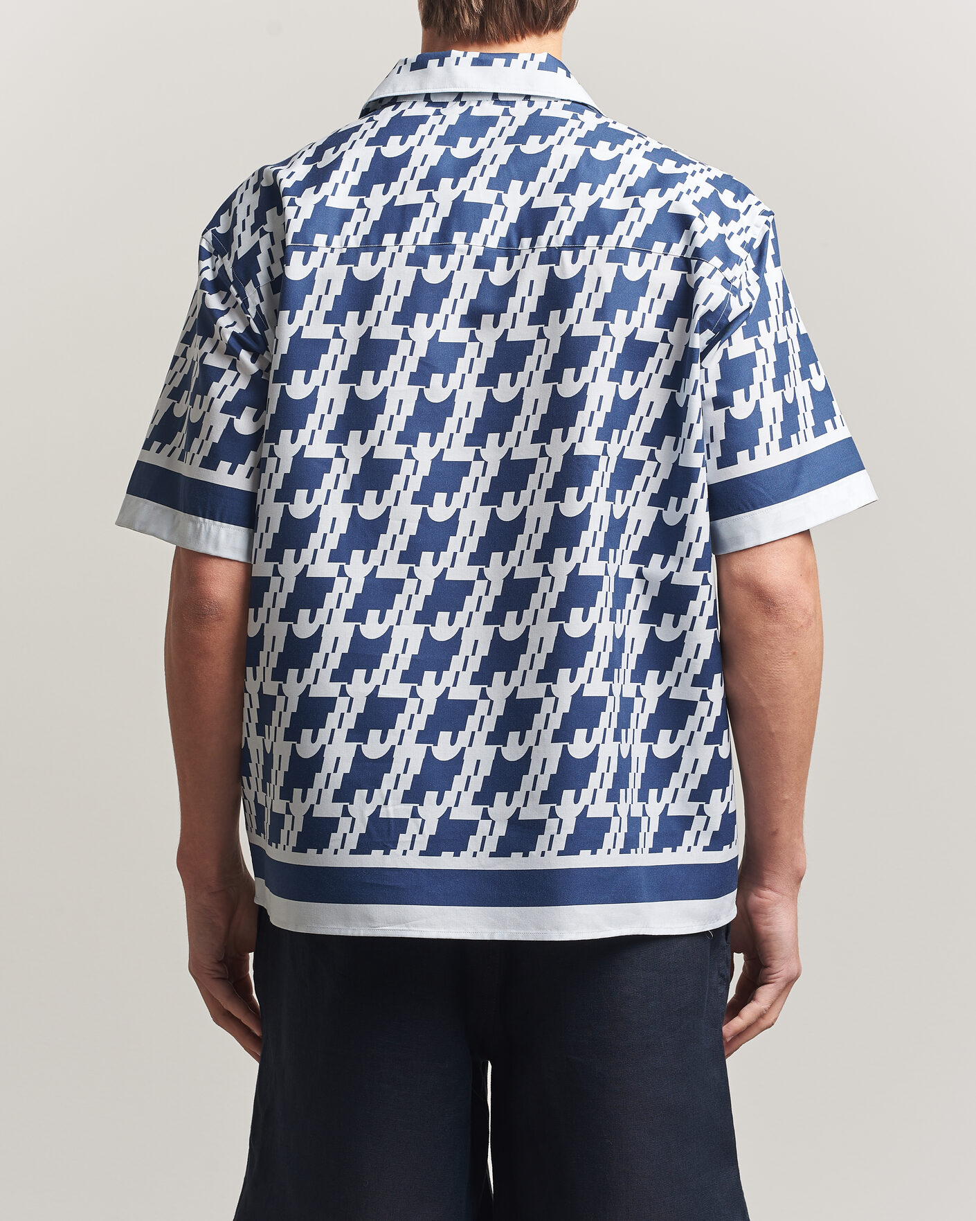 Heren | Overhemden | J.Lindeberg | Ellis Border Printed Resort Shirt Estate Blue
