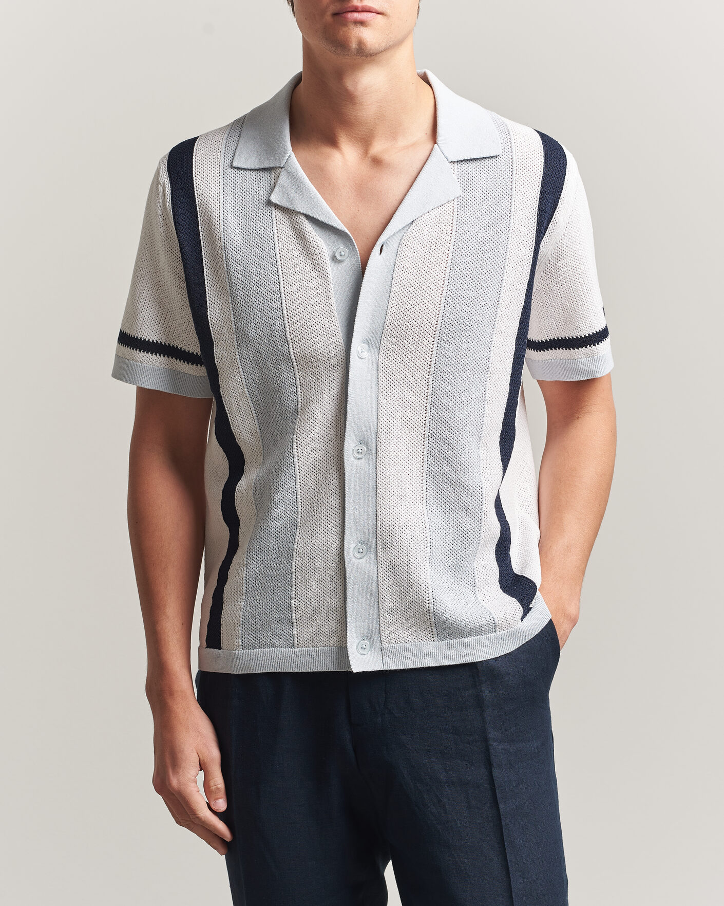 Heren | Overhemden | J.Lindeberg | Remus Knitted Resort Shirt Skywriting