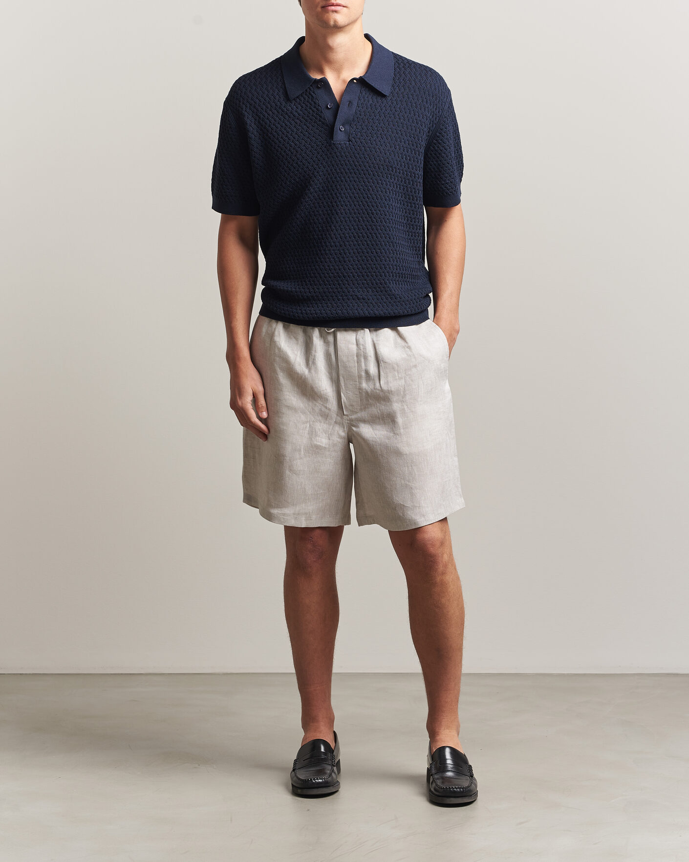Heren | Polo's | J.Lindeberg | Jacques Structured Knitted Polo Navy