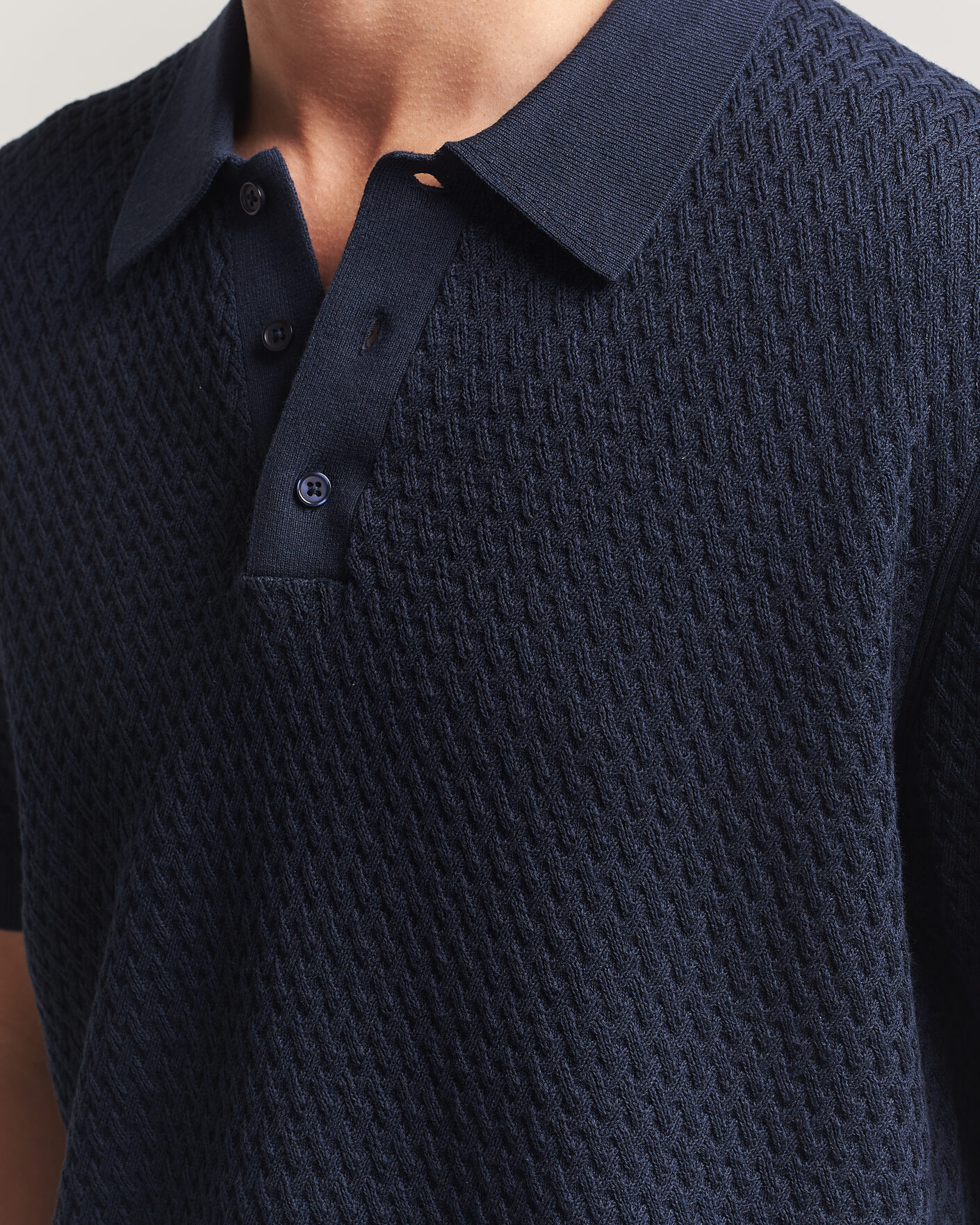Heren | Polo's | J.Lindeberg | Jacques Structured Knitted Polo Navy