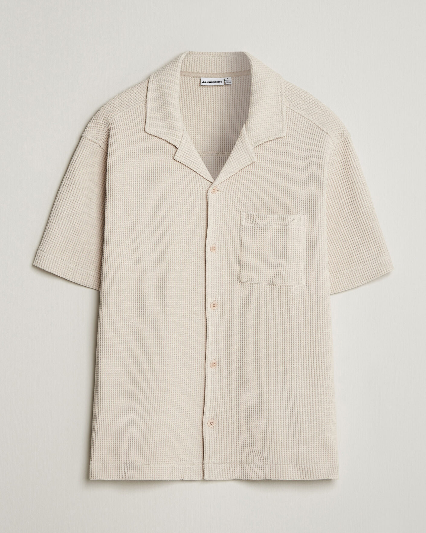 Heren | Overhemden | J.Lindeberg | Theron Waffle Resort Shirt Moonbeam