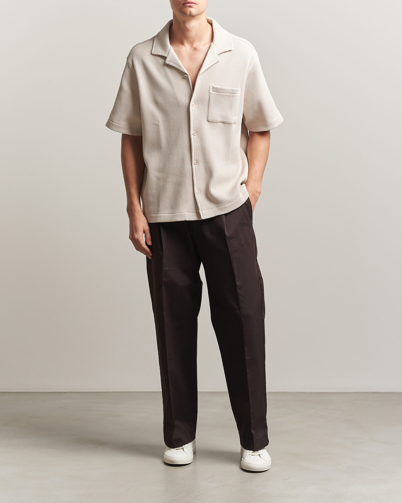 Heren | Overhemden | J.Lindeberg | Theron Waffle Resort Shirt Moonbeam