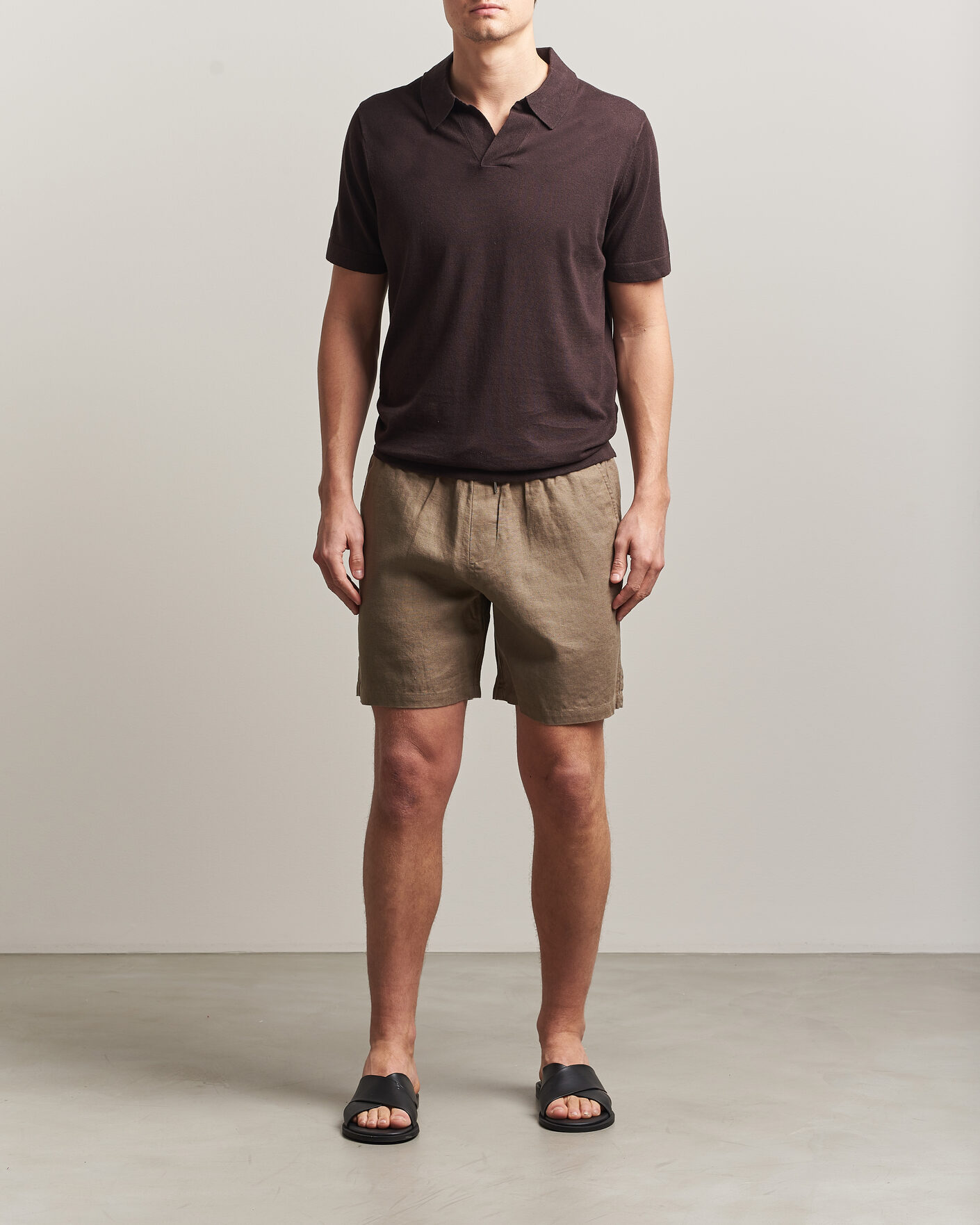 Heren | Korte broek | NN07 | Gregor Linen Drawstring Shorts Clay Mirage