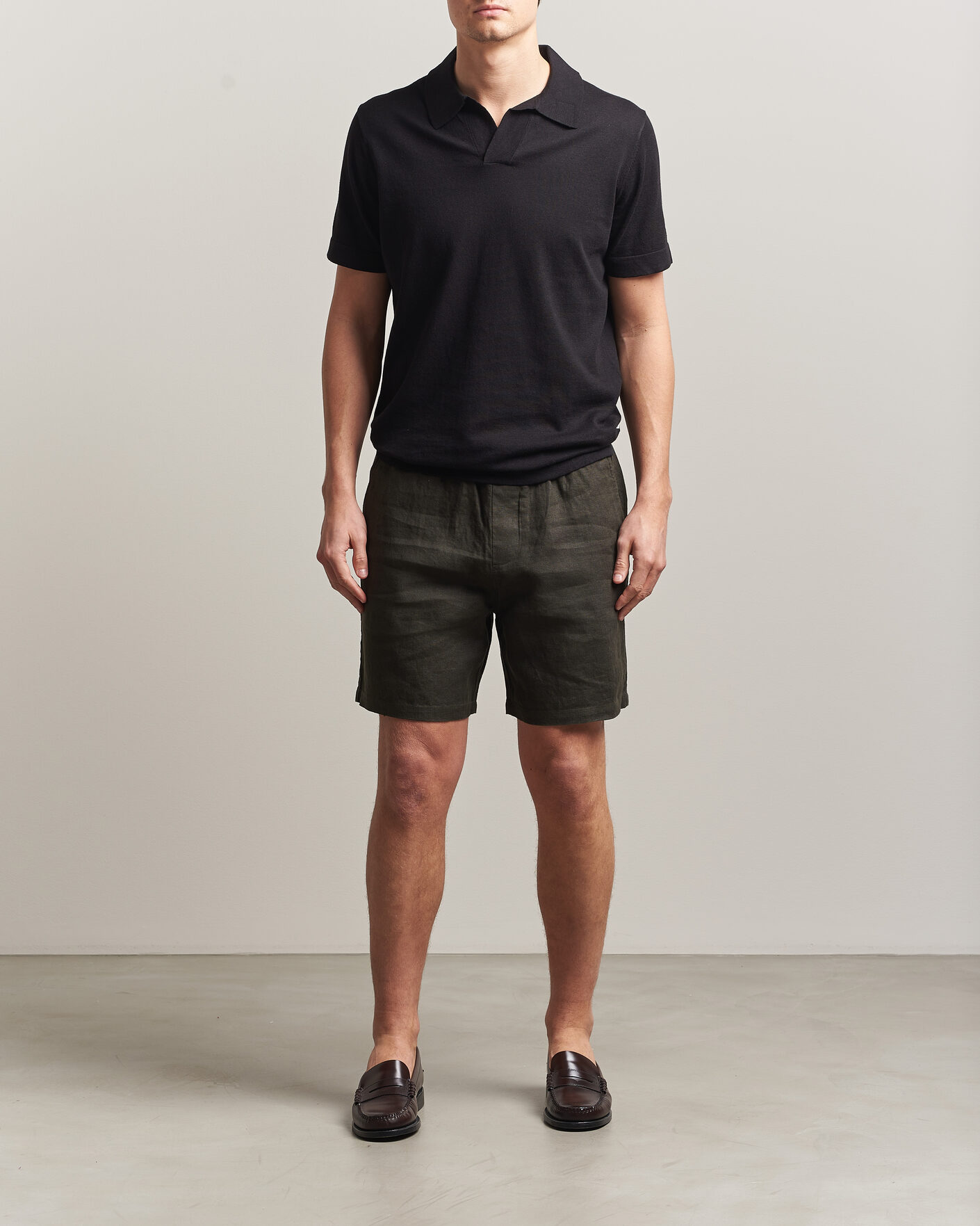 Heren | Korte broek | NN07 | Gregor Linen Drawstring Shorts Dark Army