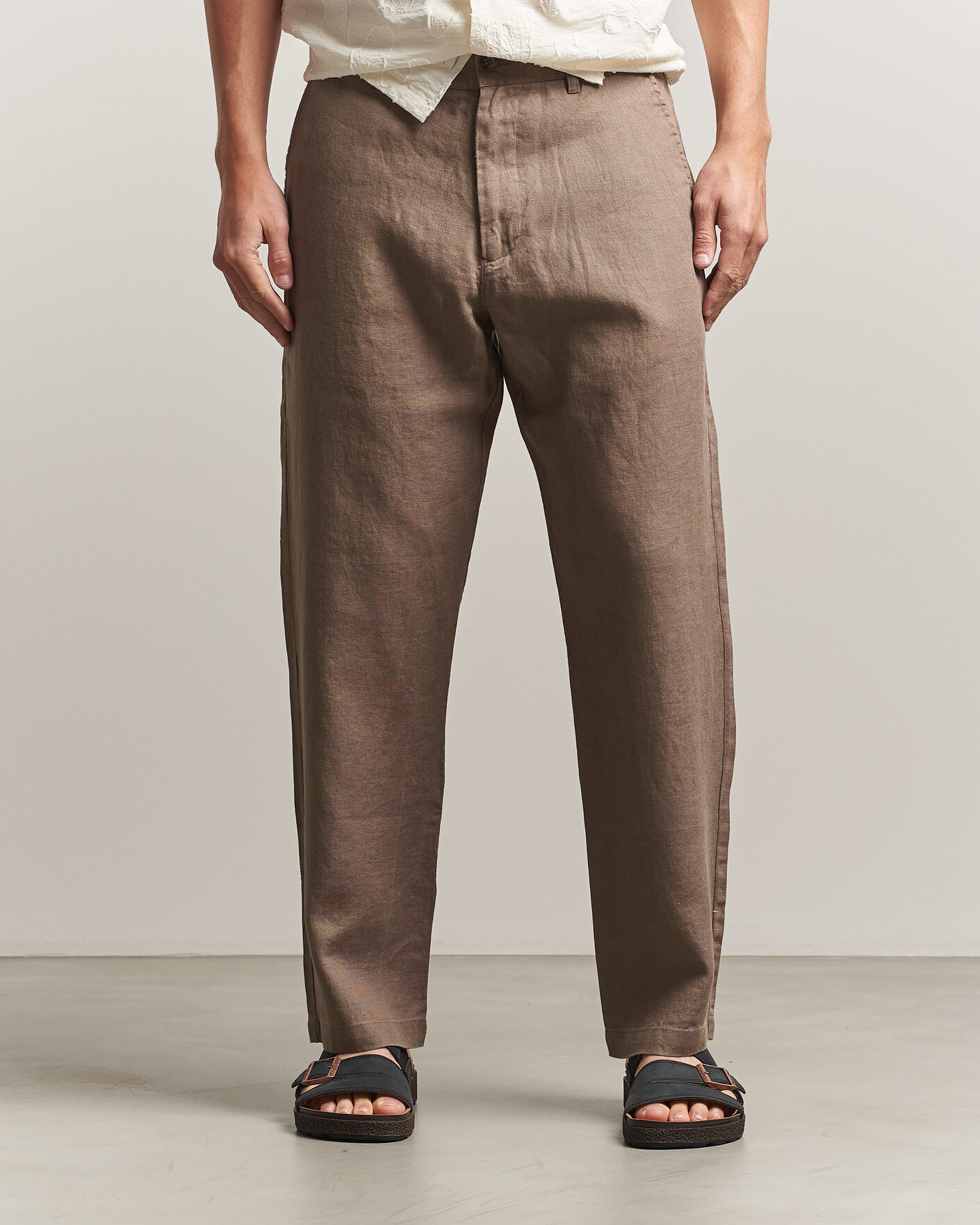 Heren | Broeken | NN07 | Aden Regular Fit Linen Trousers Clay Mirage