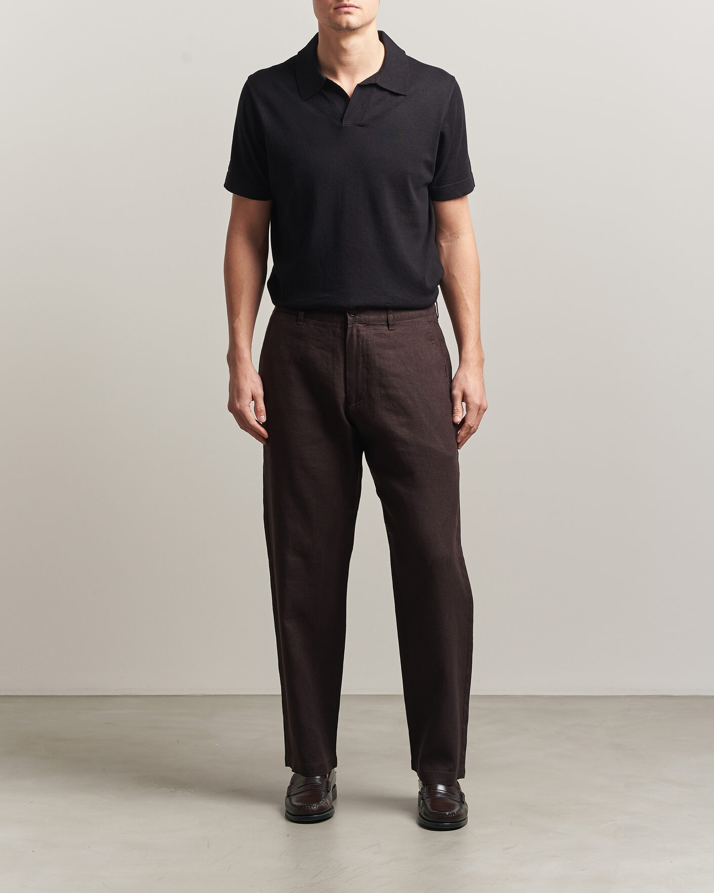 Heren | Broeken | NN07 | Aden Regular Fit Linen Trousers Dusky Port