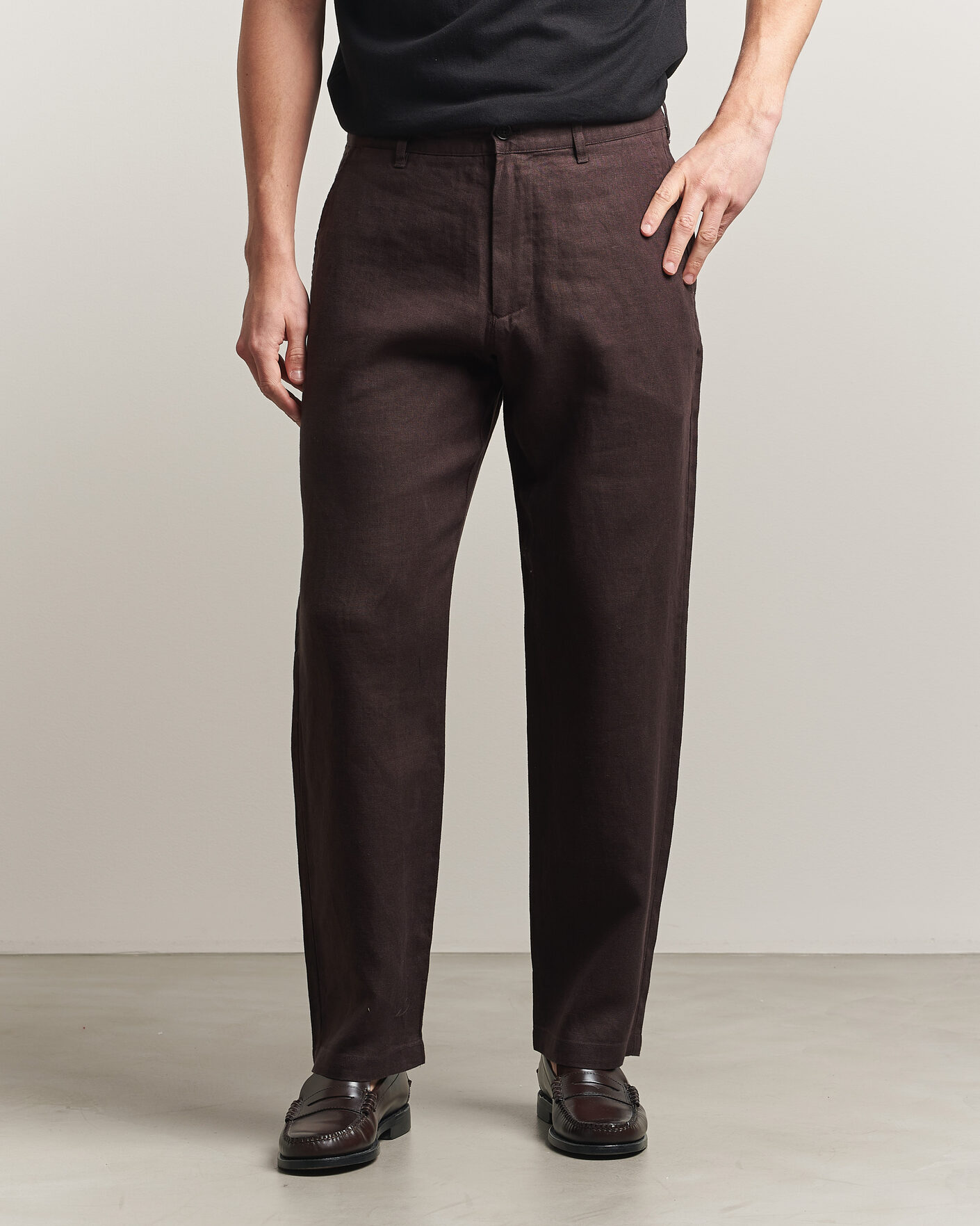 Heren | Broeken | NN07 | Aden Regular Fit Linen Trousers Dusky Port