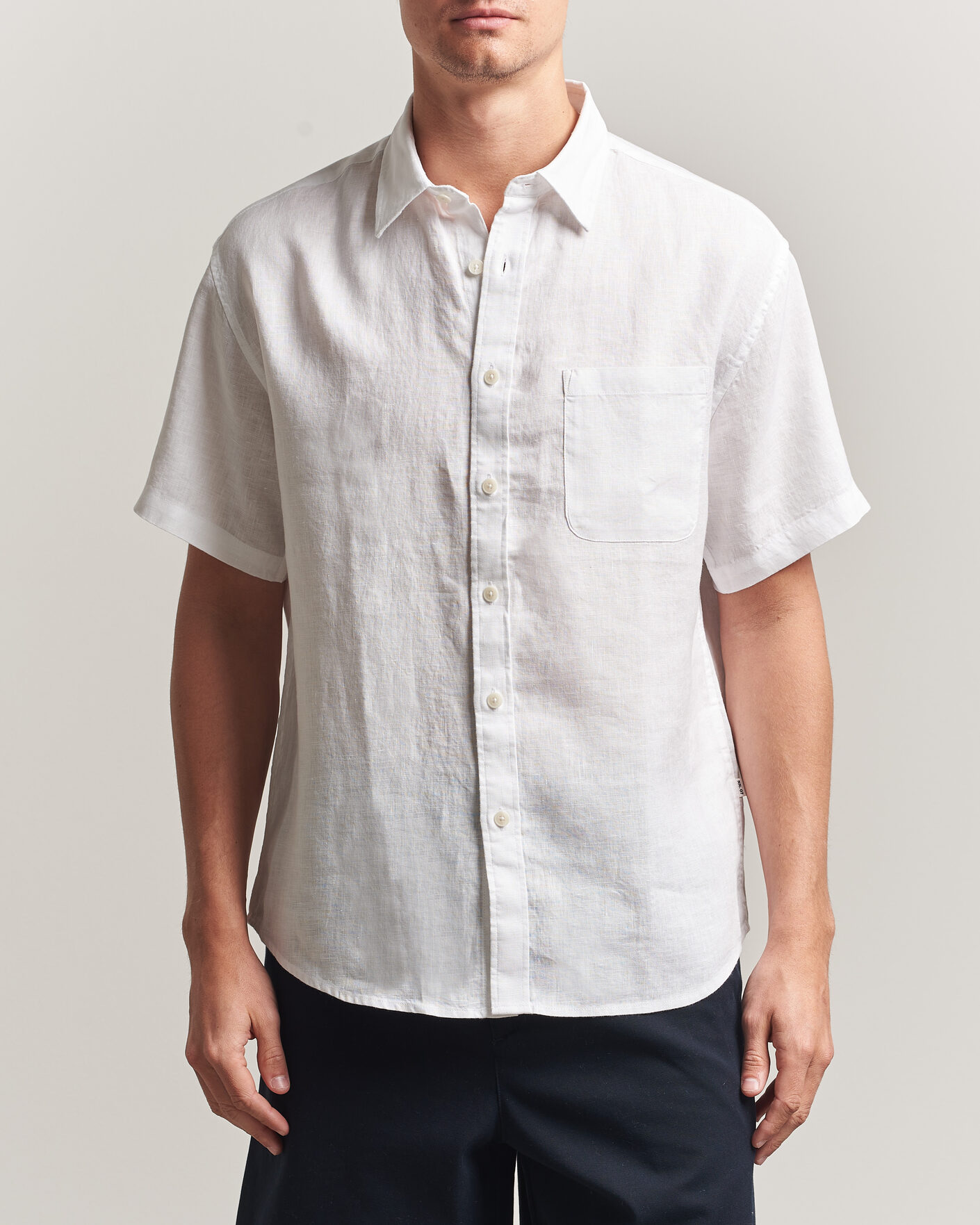 Heren | Overhemden | NN07 | Deon Linen Short Sleeve Shirt White