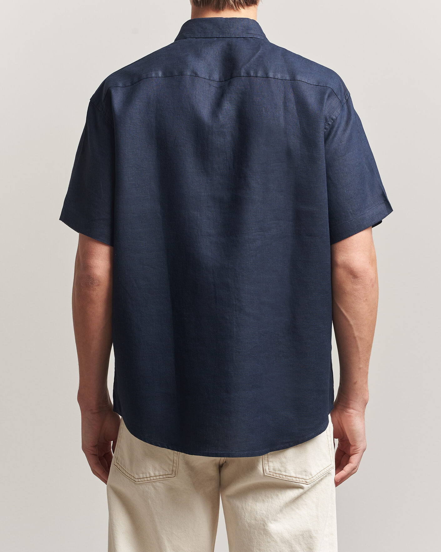 Heren | Overhemden | NN07 | Deon Linen Short Sleeve Shirt Navy Blue