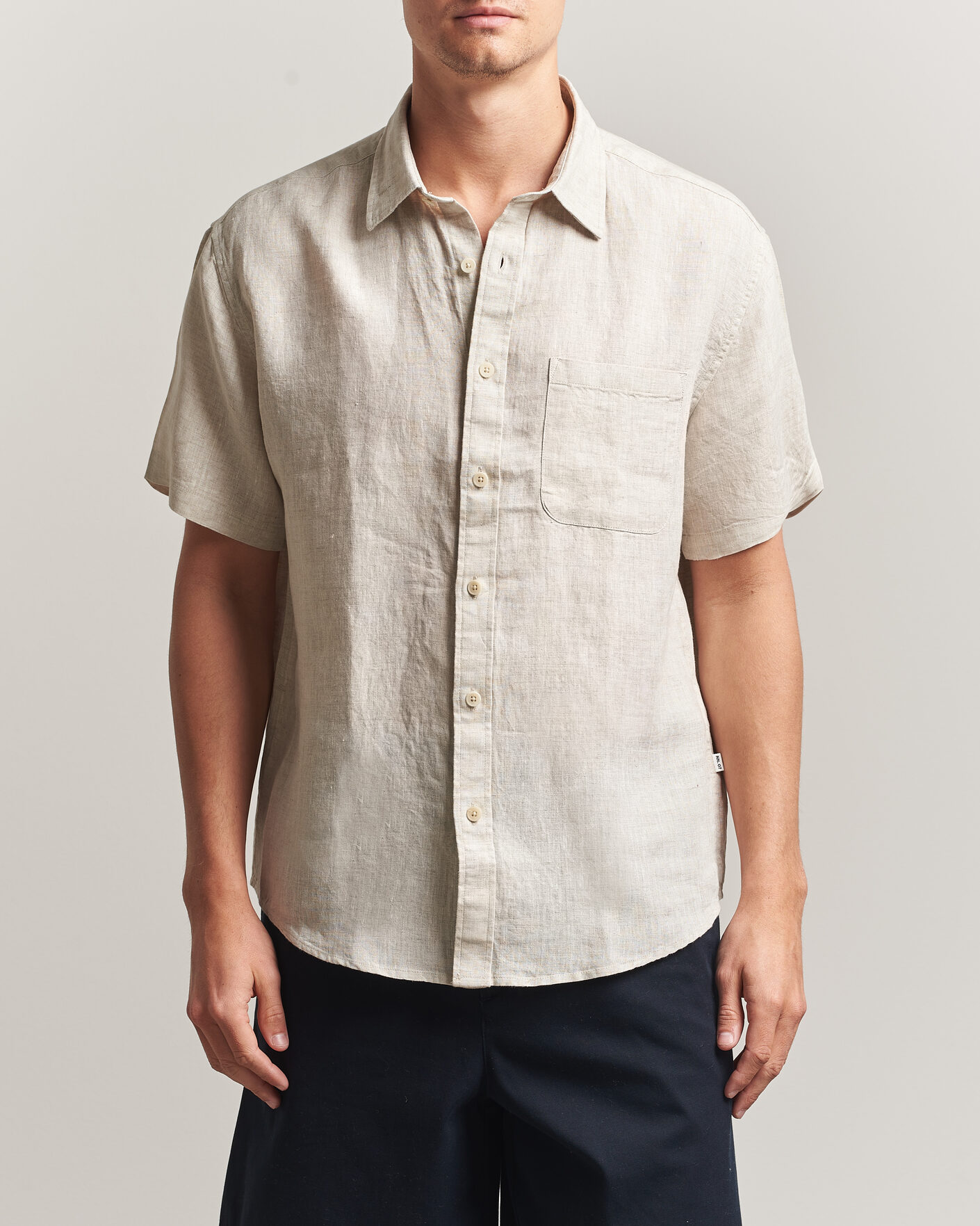 Heren | Overhemden | NN07 | Deon Linen Short Sleeve Shirt Oat