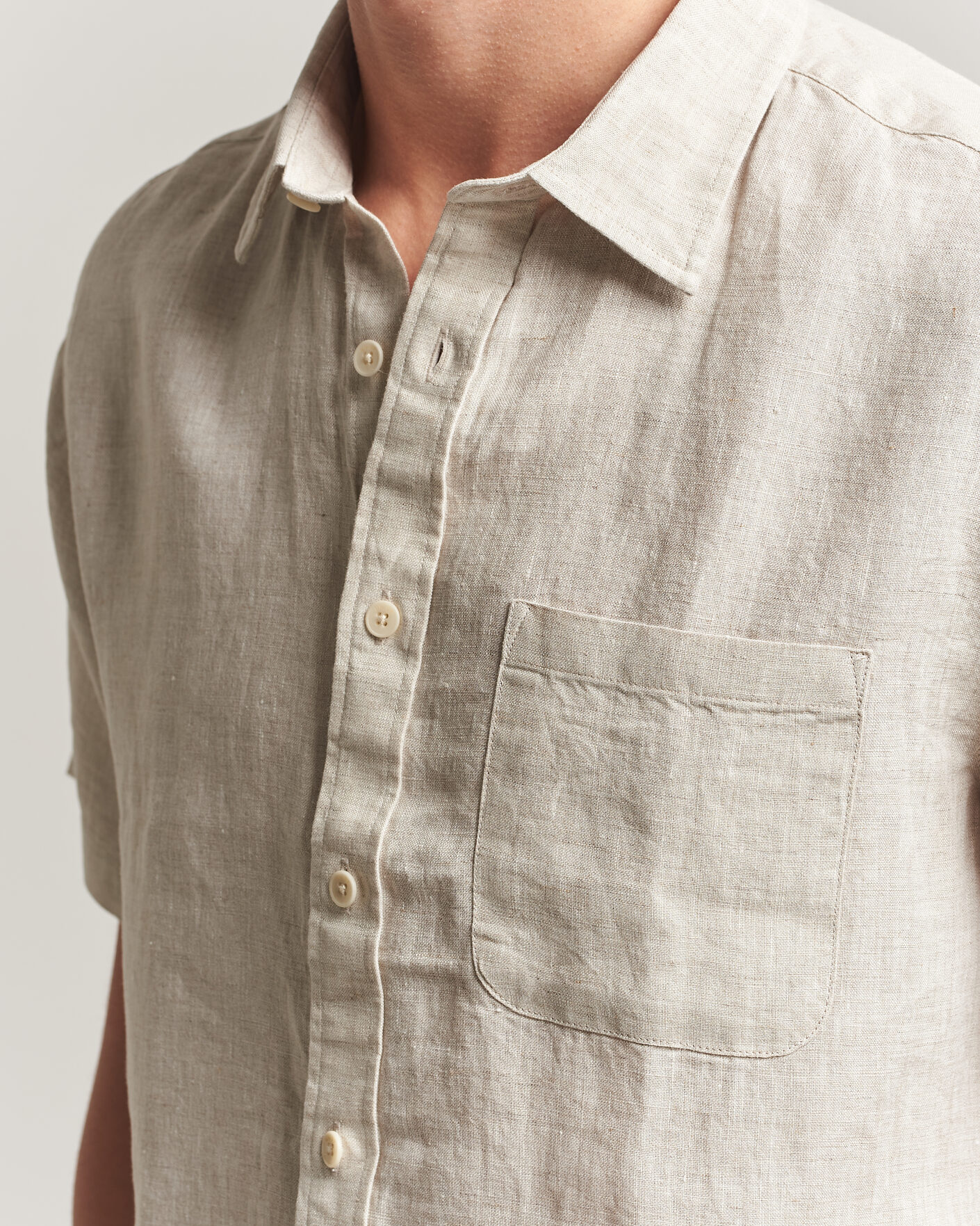 Heren | Overhemden | NN07 | Deon Linen Short Sleeve Shirt Oat