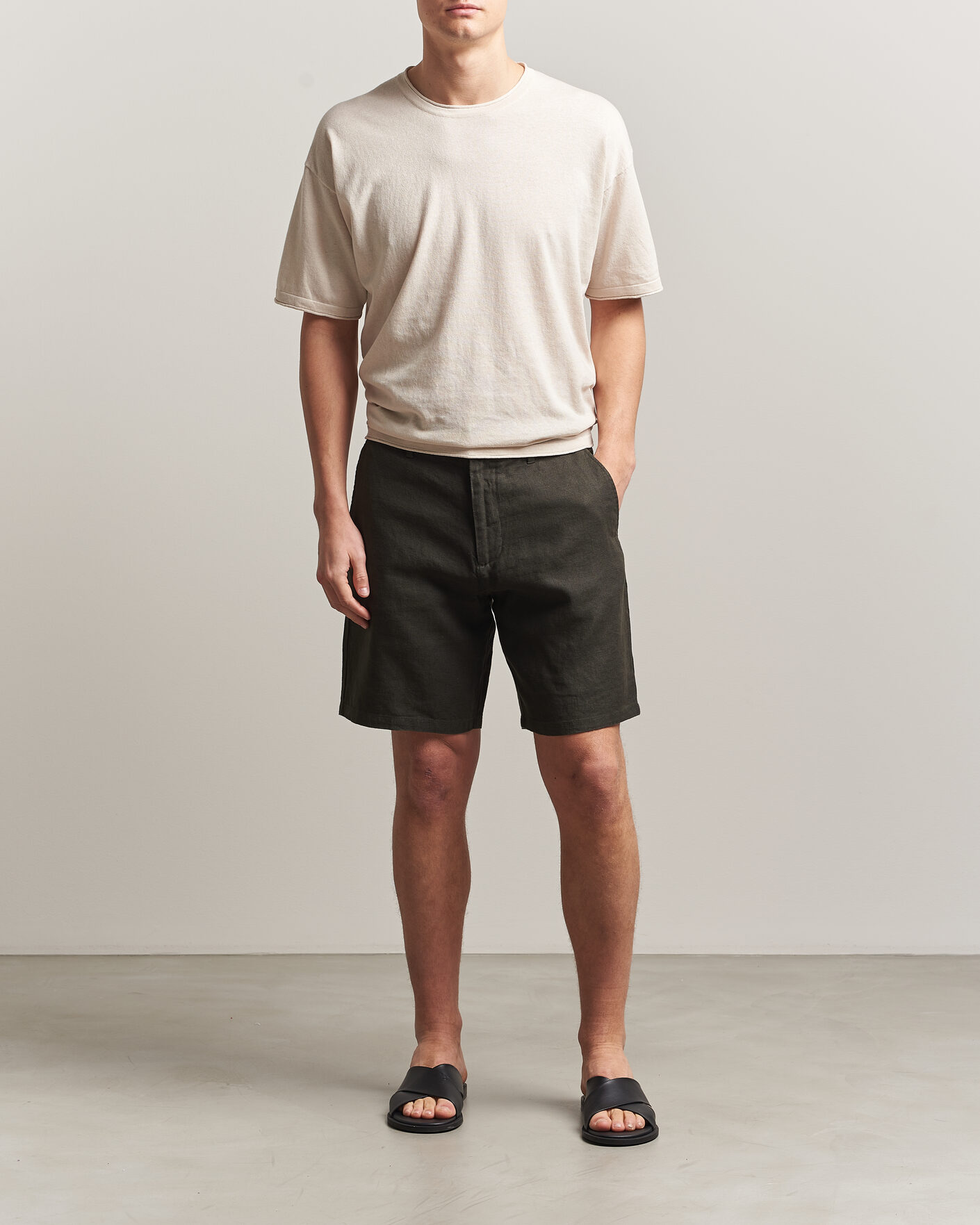 Heren | T-shirts | NN07 | Ryan Cotton/Linen T-Shirt Oat