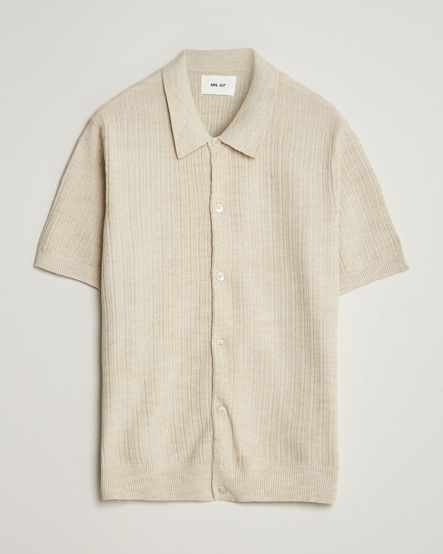 Heren | Overhemden | NN07 | Nolan Knitted Short Sleeve Shirt Ivory