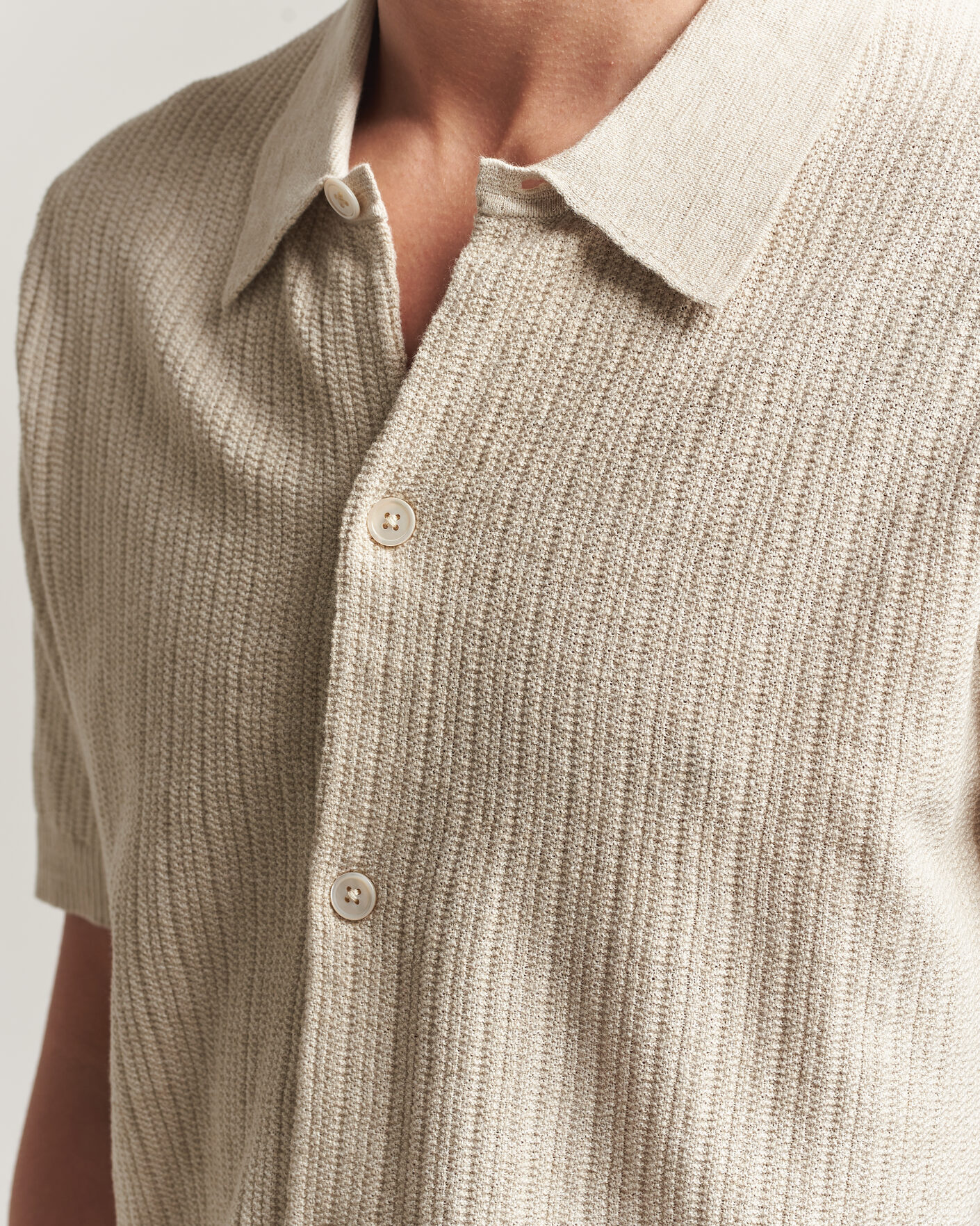 Heren | Overhemden | NN07 | Nolan Knitted Short Sleeve Shirt Ivory