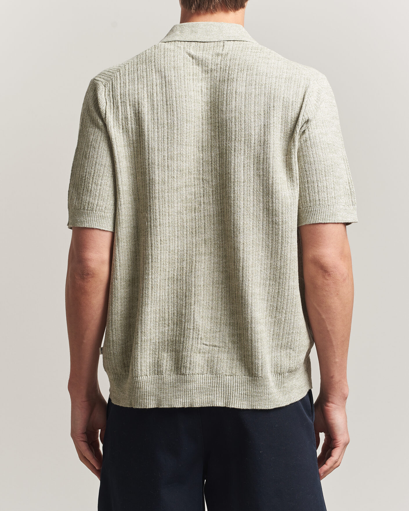 Heren | Overhemden | NN07 | Nolan Knitted Short Sleeve Shirt Sage Green