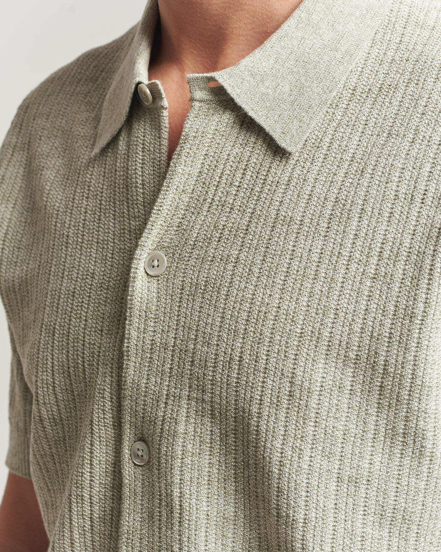 Heren | Overhemden | NN07 | Nolan Knitted Short Sleeve Shirt Sage Green