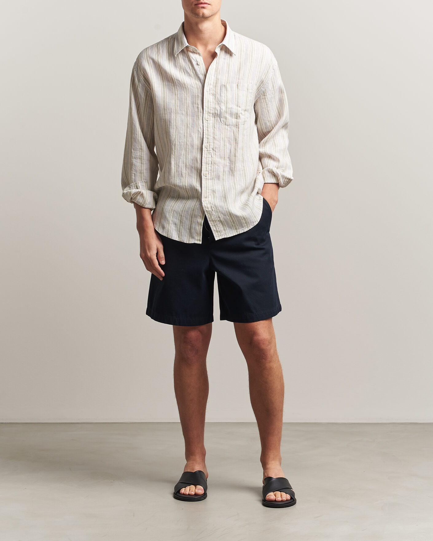 Heren | Overhemden | NN07 | Deon Linen Shirt Mint Stripe