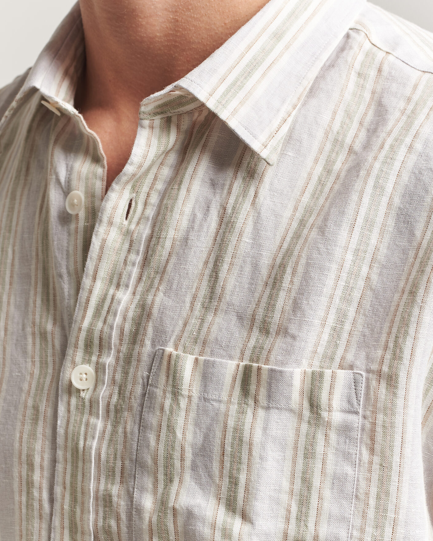 Heren | Overhemden | NN07 | Deon Linen Shirt Mint Stripe