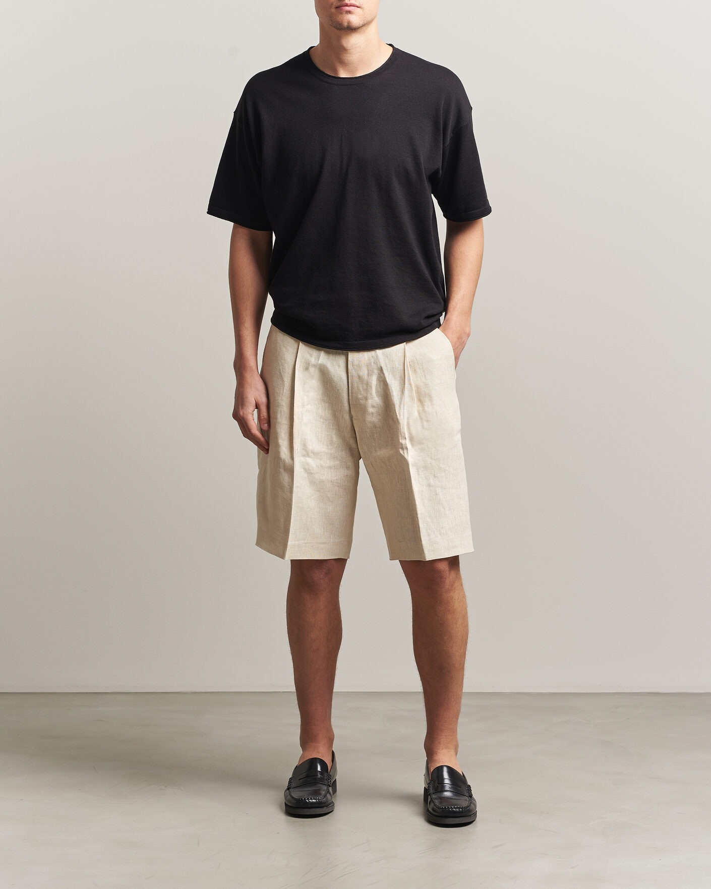 Heren | Korte broek | NN07 | Kay Relaxed Fit Linen Drawstring Shorts Oat