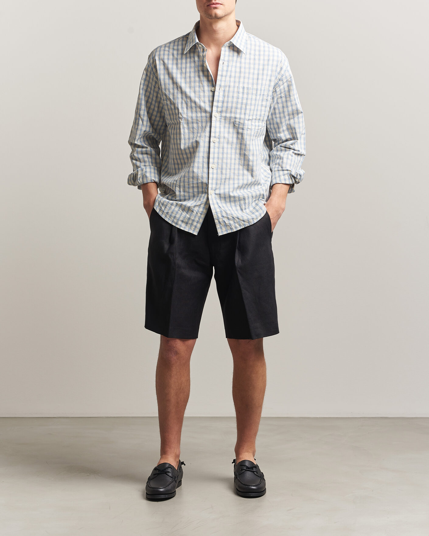 Heren | Korte broek | NN07 | Kay Relaxed Fit Linen Drawstring Shorts Black