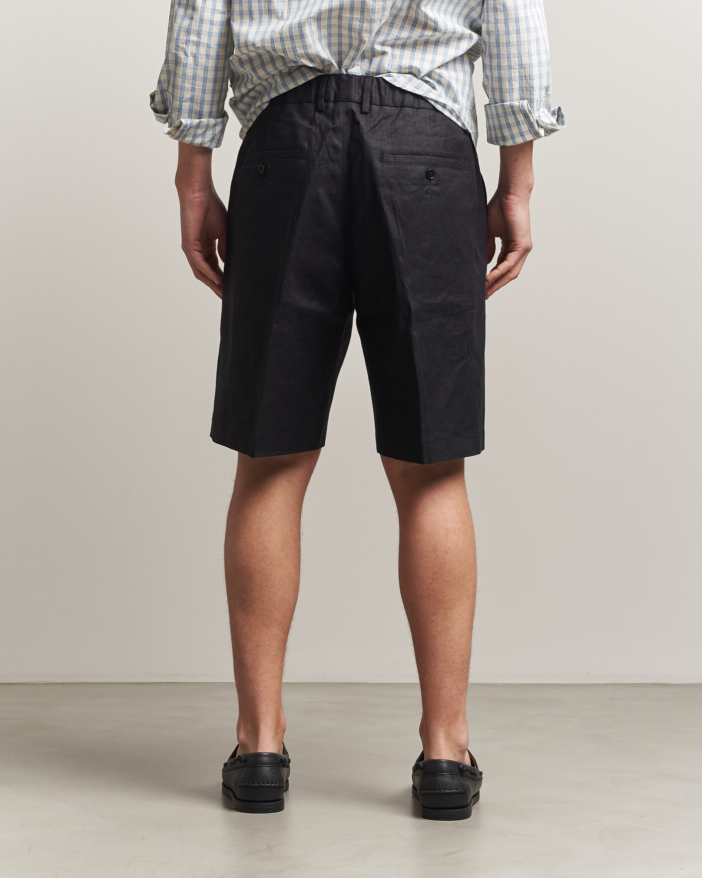Heren | Korte broek | NN07 | Kay Relaxed Fit Linen Drawstring Shorts Black