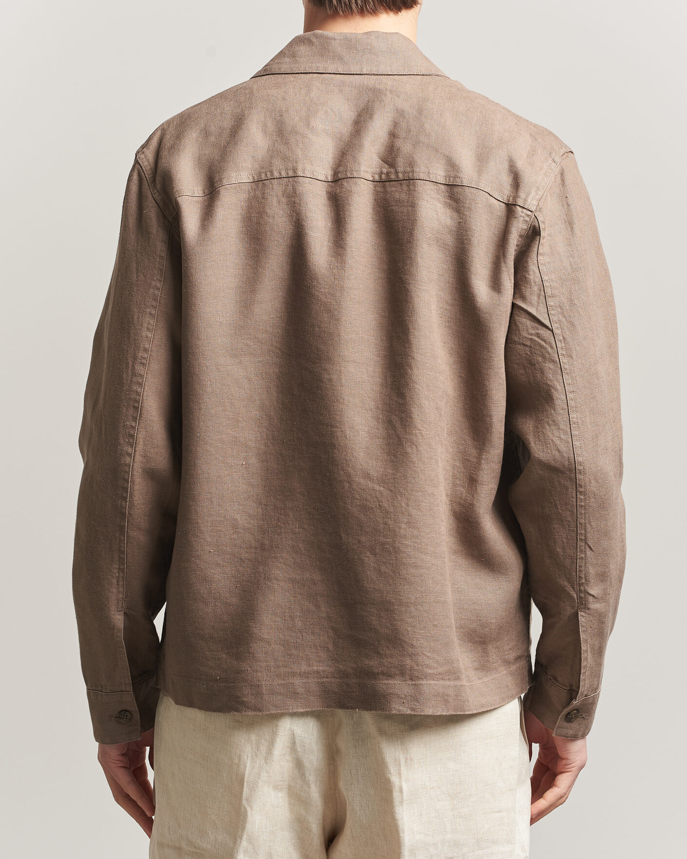 Heren | Overhemden | NN07 | Alban Linen Full Zip Overshirt Clay Mirage