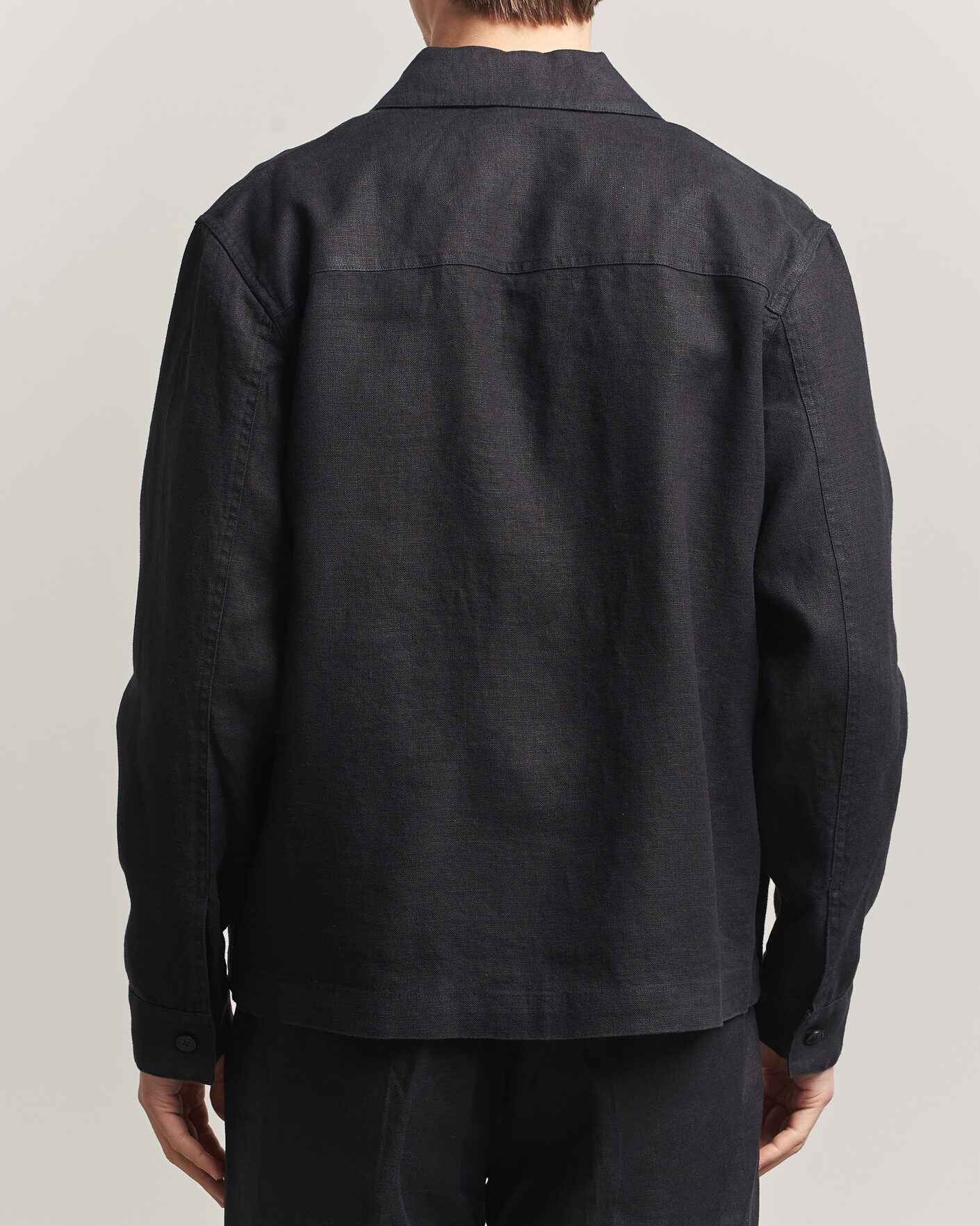 Heren | Overhemden | NN07 | Alban Linen Full Zip Overshirt Black