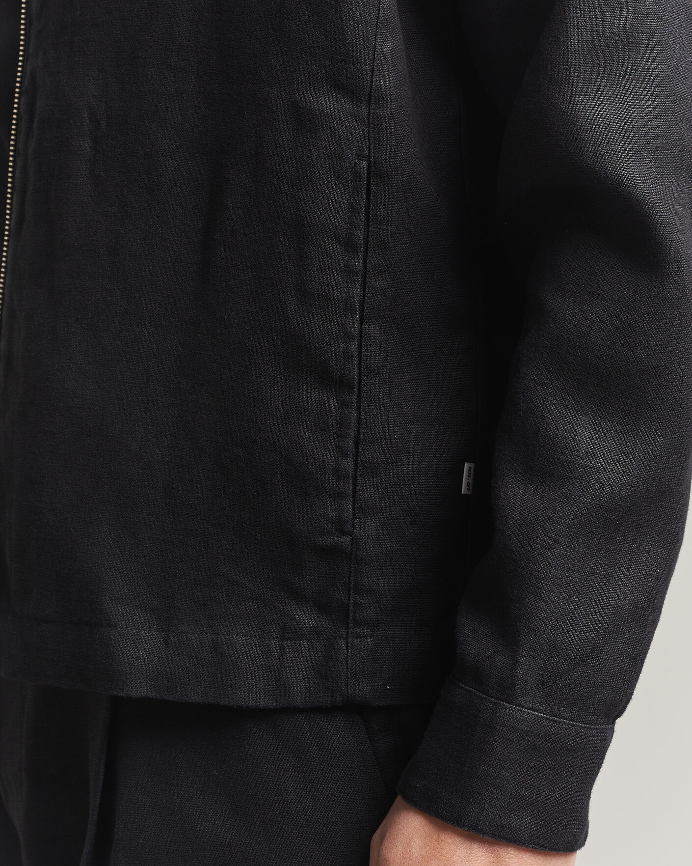 Heren | Overhemden | NN07 | Alban Linen Full Zip Overshirt Black
