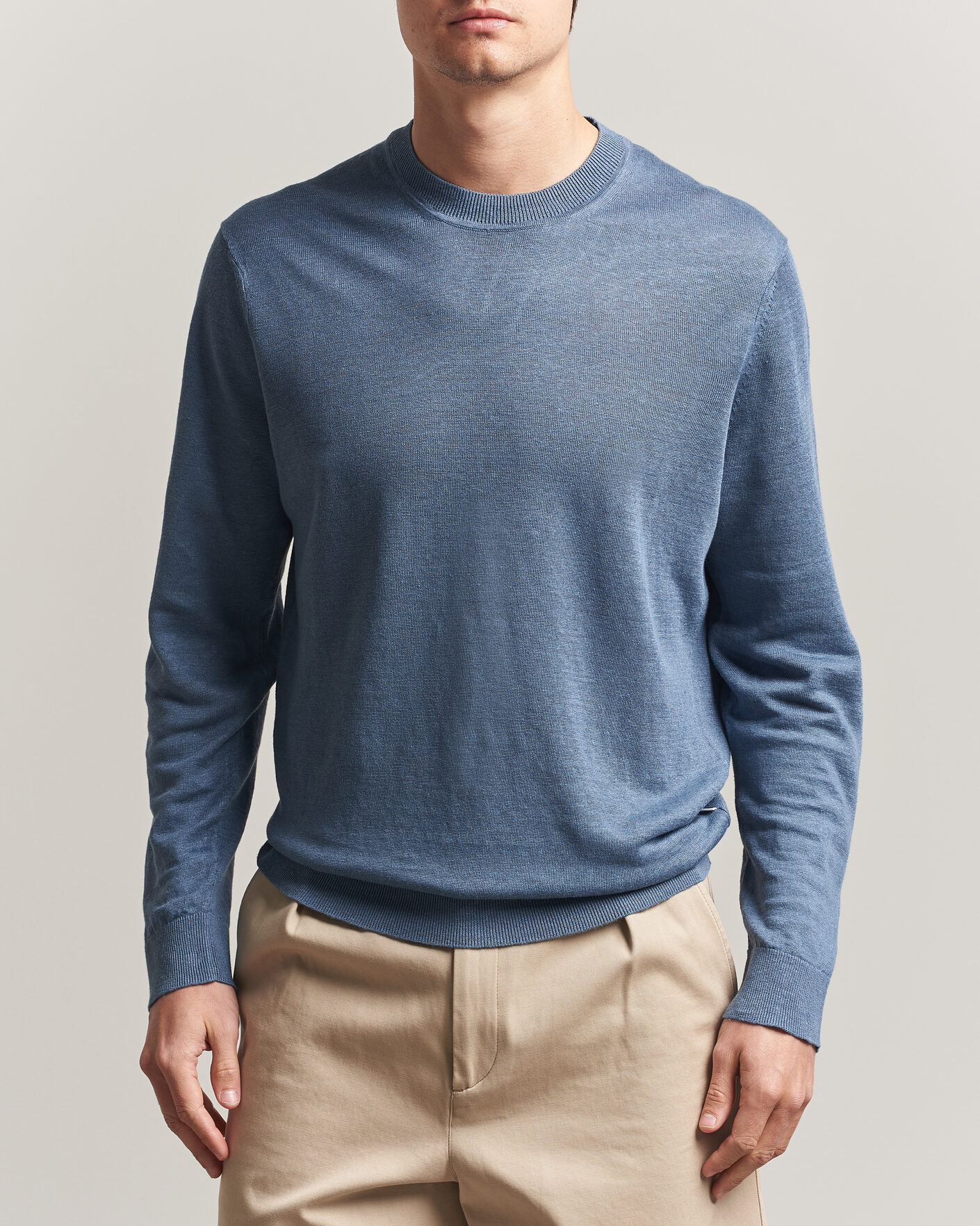 Heren | Truien | NN07 | Ted Linen Knitted Sweater Stone Blue