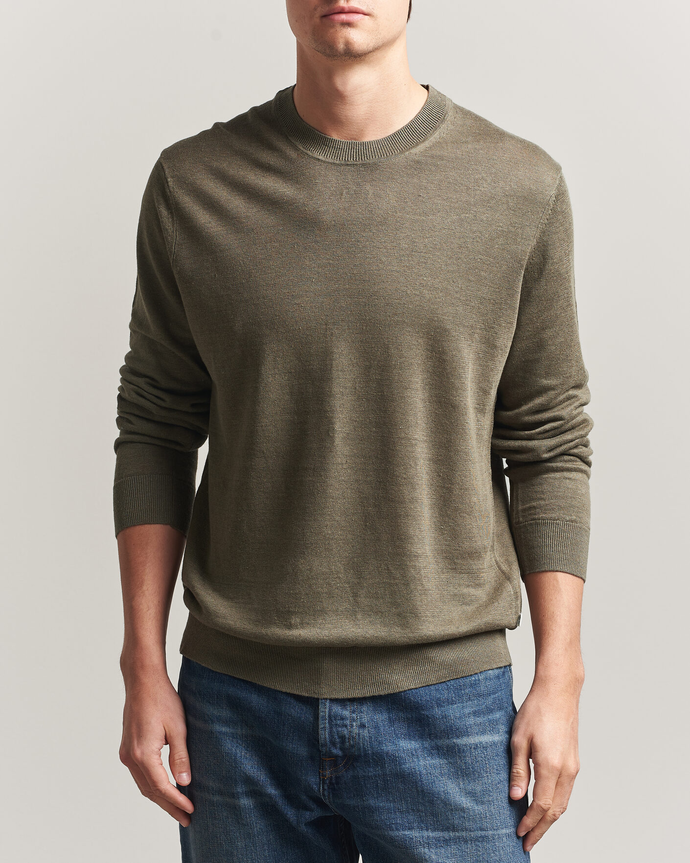 Heren | Truien | NN07 | Ted Linen Knitted Sweater Capers Green