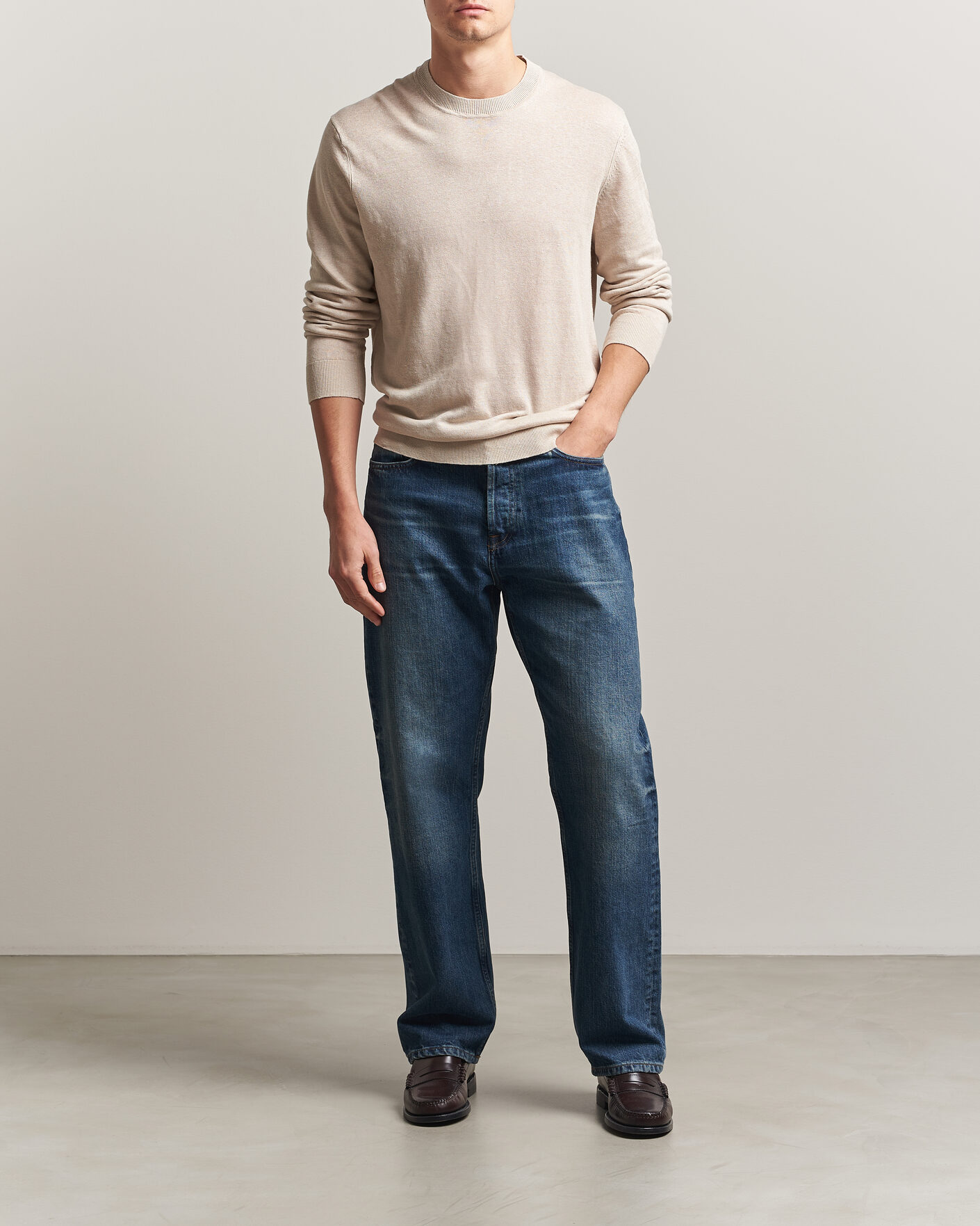 Heren | Truien | NN07 | Ted Linen Knitted Sweater Oat