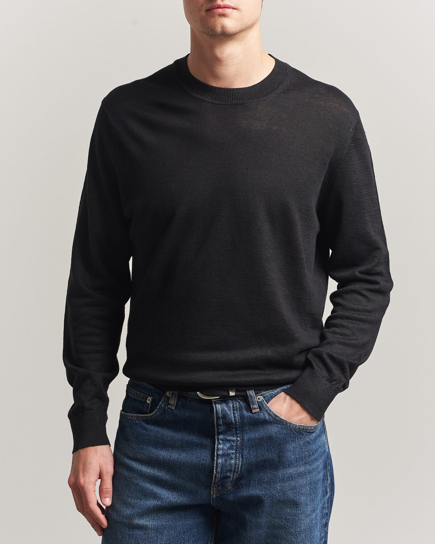Heren | Truien | NN07 | Ted Linen Knitted Sweater Black