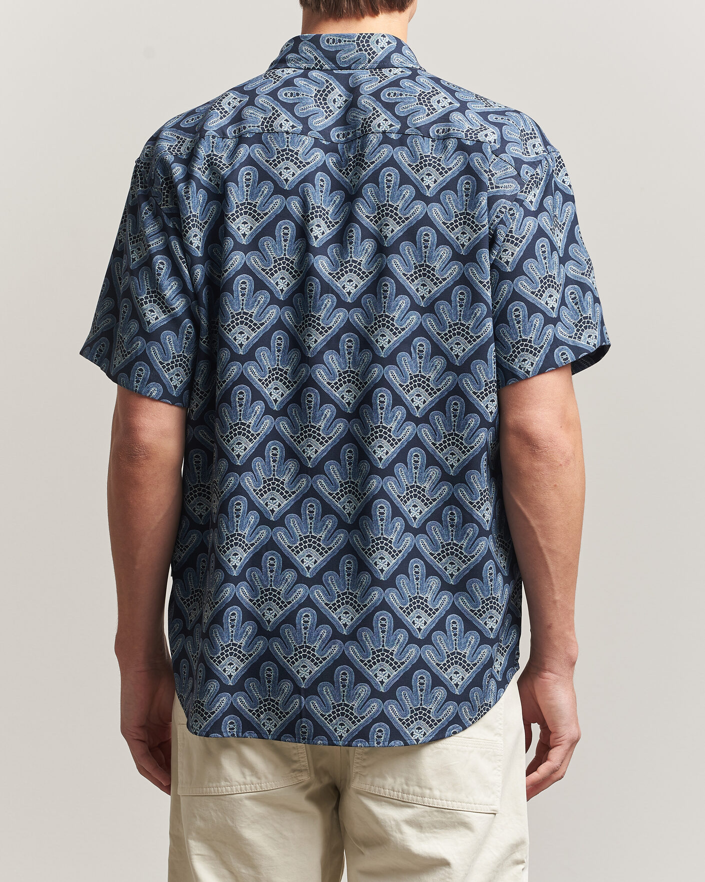 Heren | Overhemden | NN07 | Deon Printed Short Sleeve Shirt Navy Blue