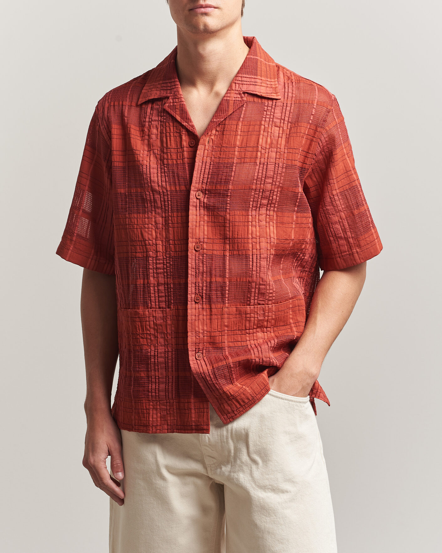 Heren | Overhemden | NN07 | Ben Short Sleeve Shirt Sienna Heat