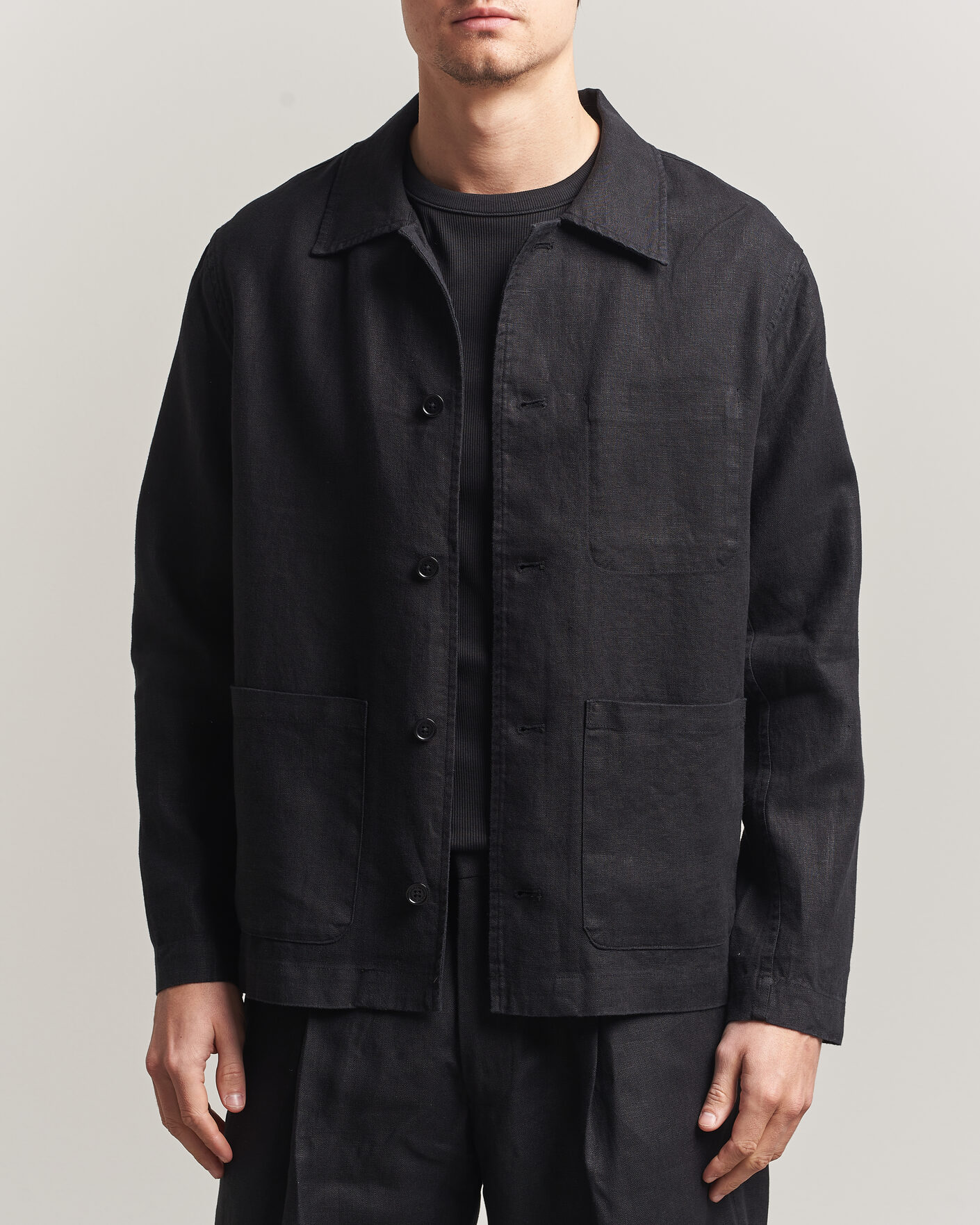Heren | Overhemden | NN07 | Morgan Linen Overshirt Black