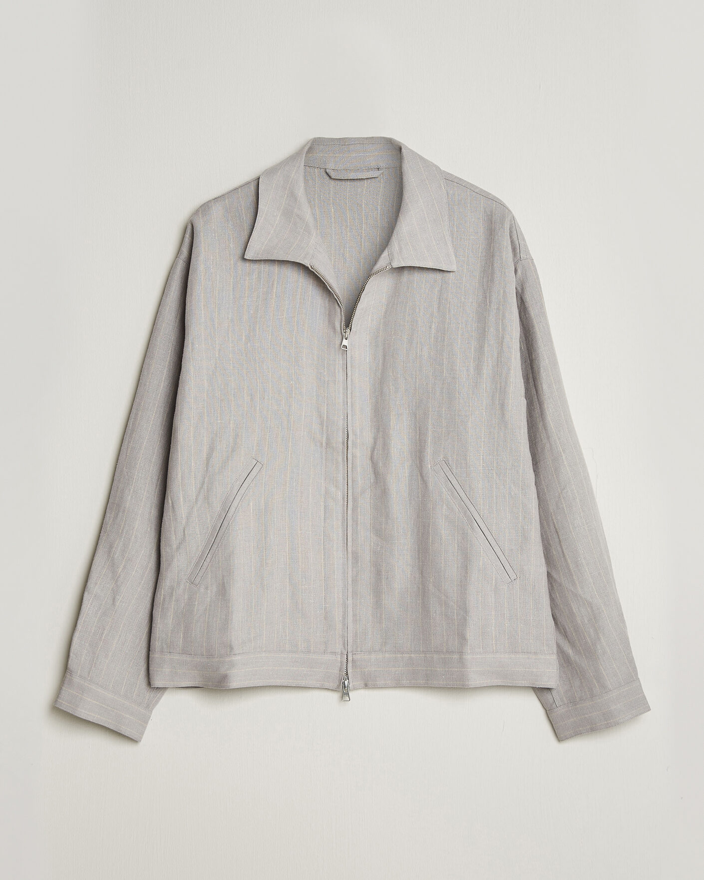  |  | NN07 | Petrus Pinstriped Linen Full Zip Overshirt Grey