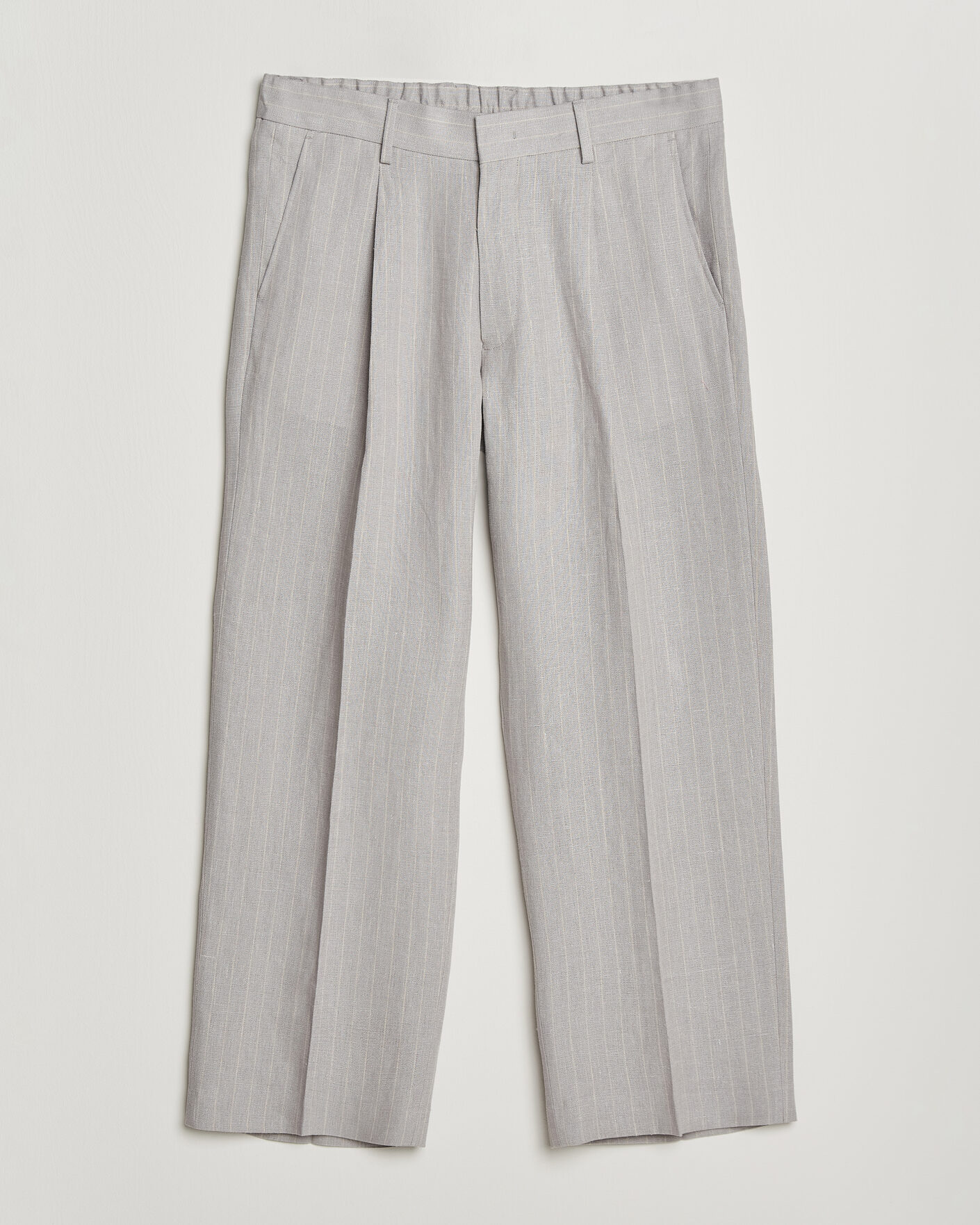 Heren | Broeken | NN07 | Kay Pinstriped Pleated Linen Trousers Grey