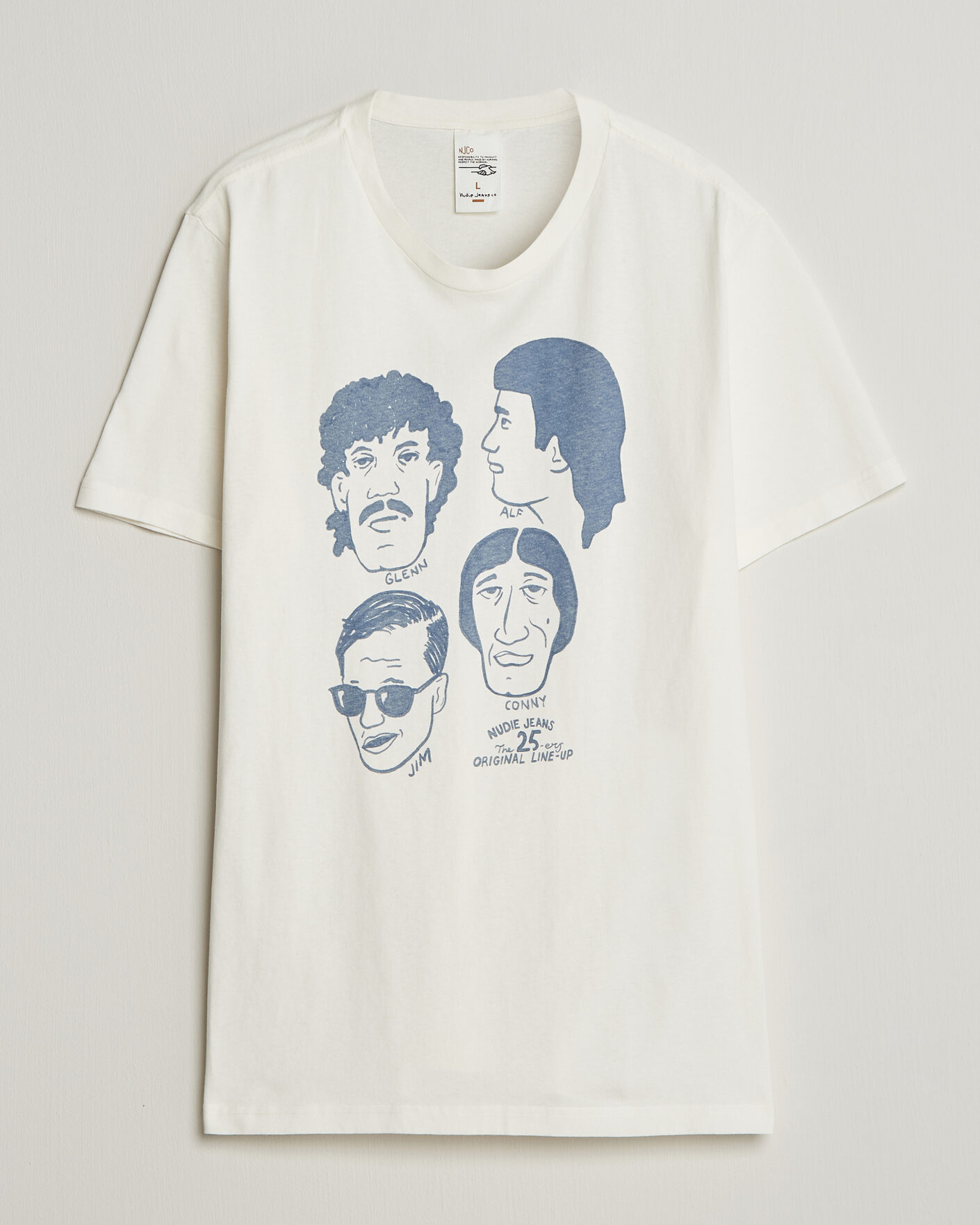 Heren | T-shirts | Nudie Jeans | Roy Fab Four T-Shirt Chalk White