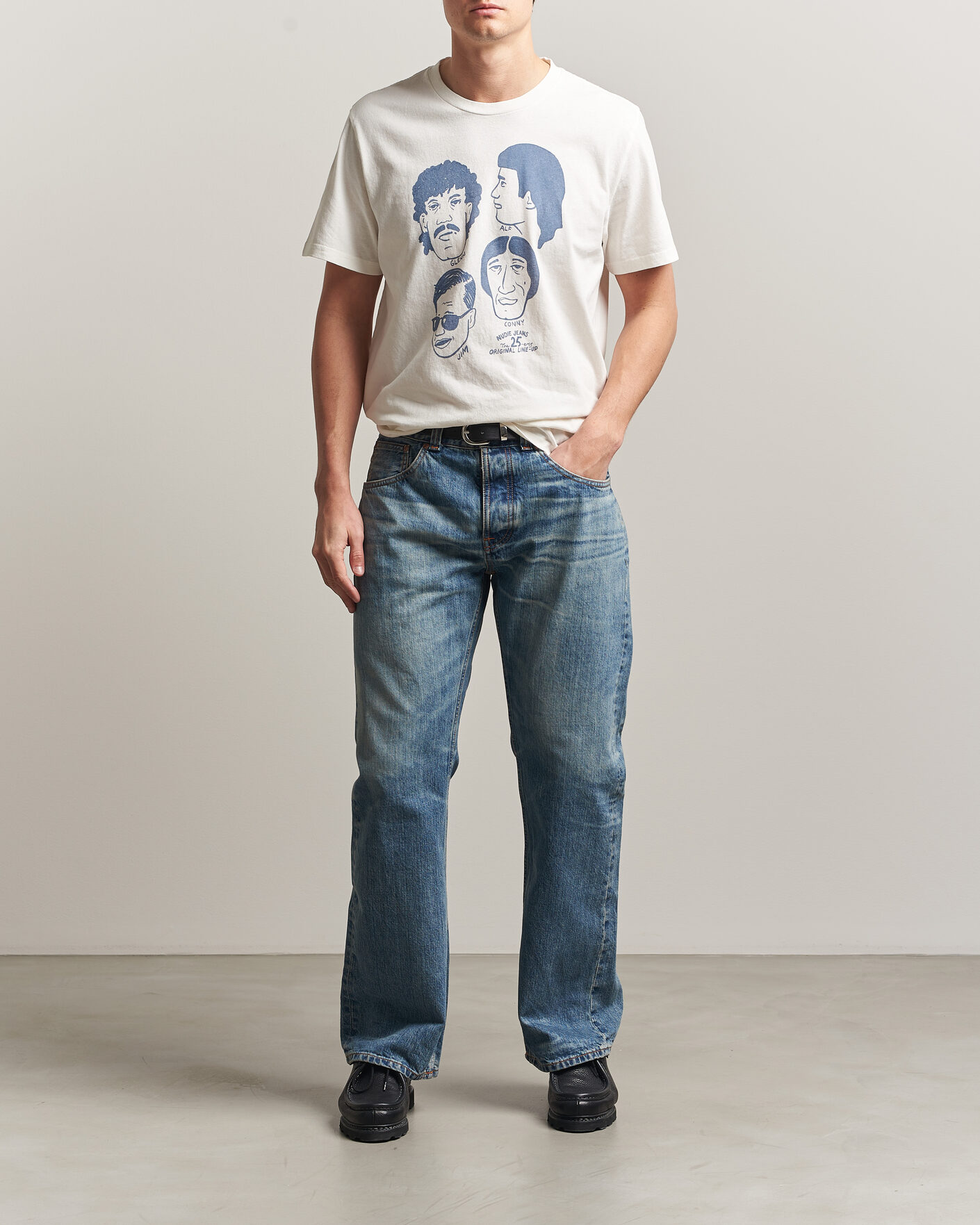 Heren | T-shirts | Nudie Jeans | Roy Fab Four T-Shirt Chalk White