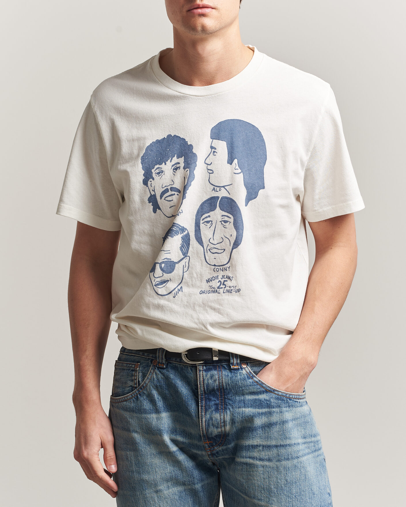 Heren | T-shirts | Nudie Jeans | Roy Fab Four T-Shirt Chalk White