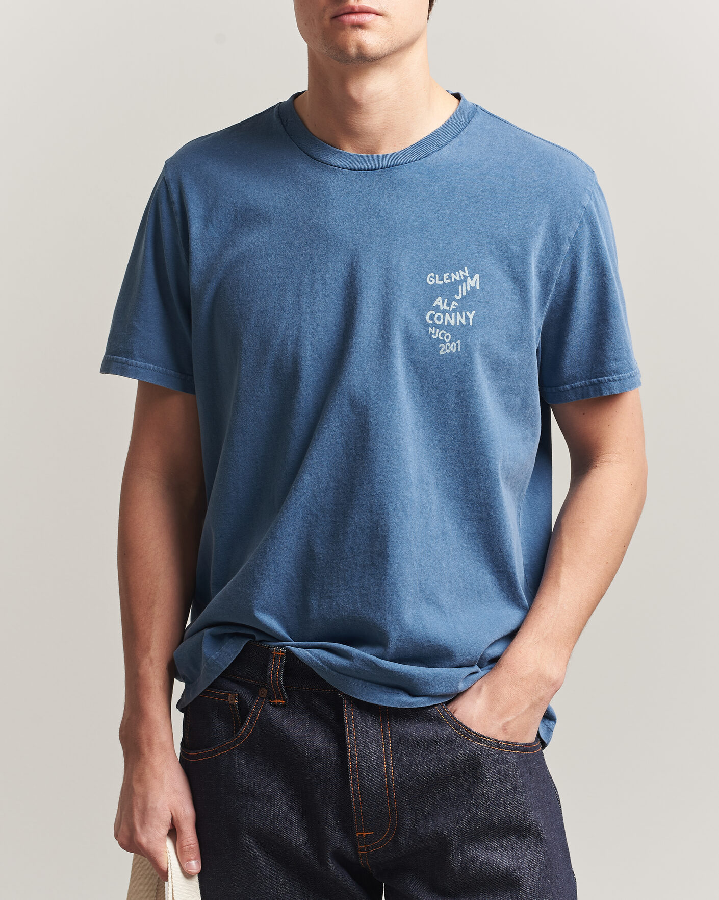 Heren | T-shirts | Nudie Jeans | Roy OG Line-Up T-Shirt French Blue