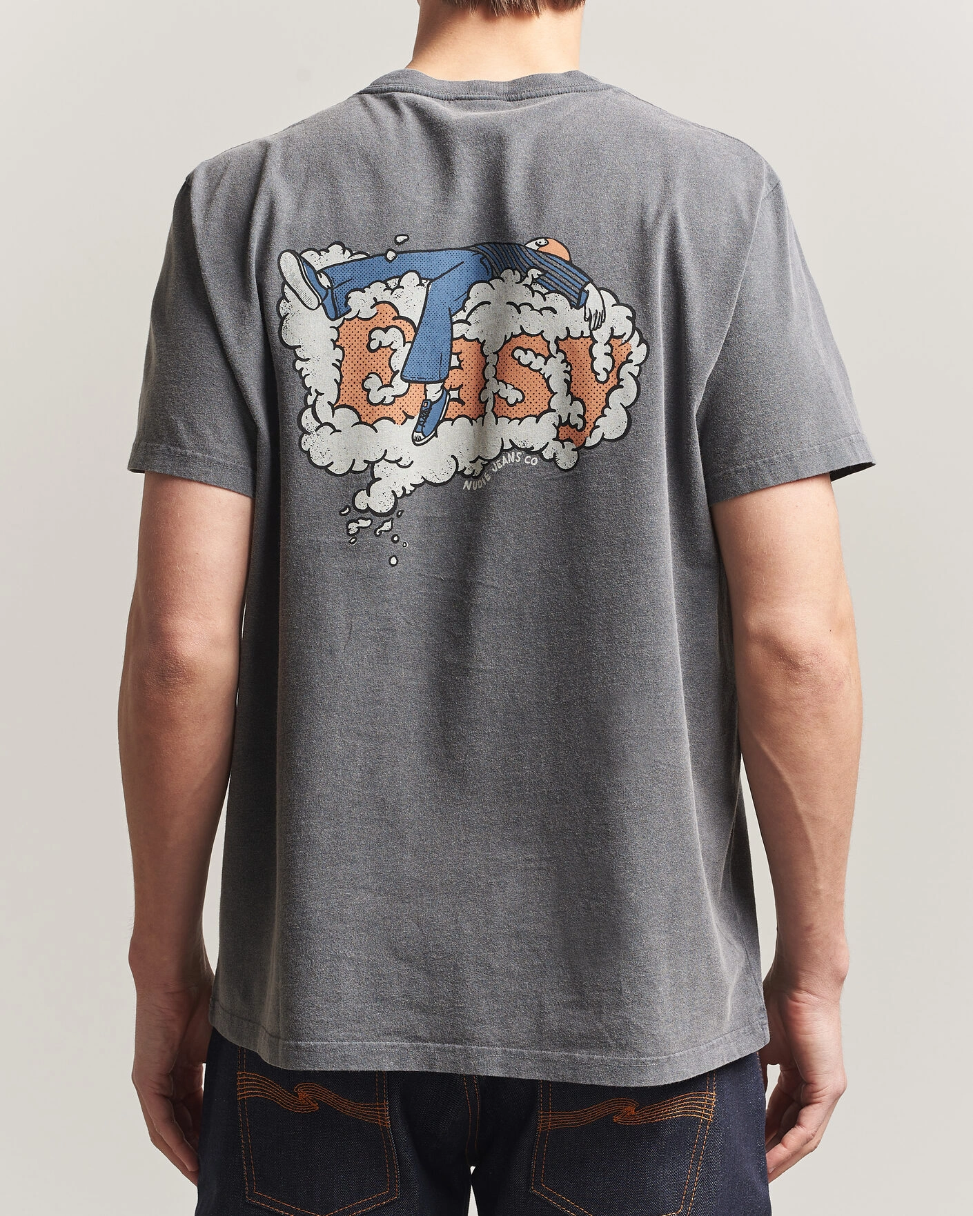 Heren | T-shirts | Nudie Jeans | Roy Easy Cloud T-Shirt Antracite