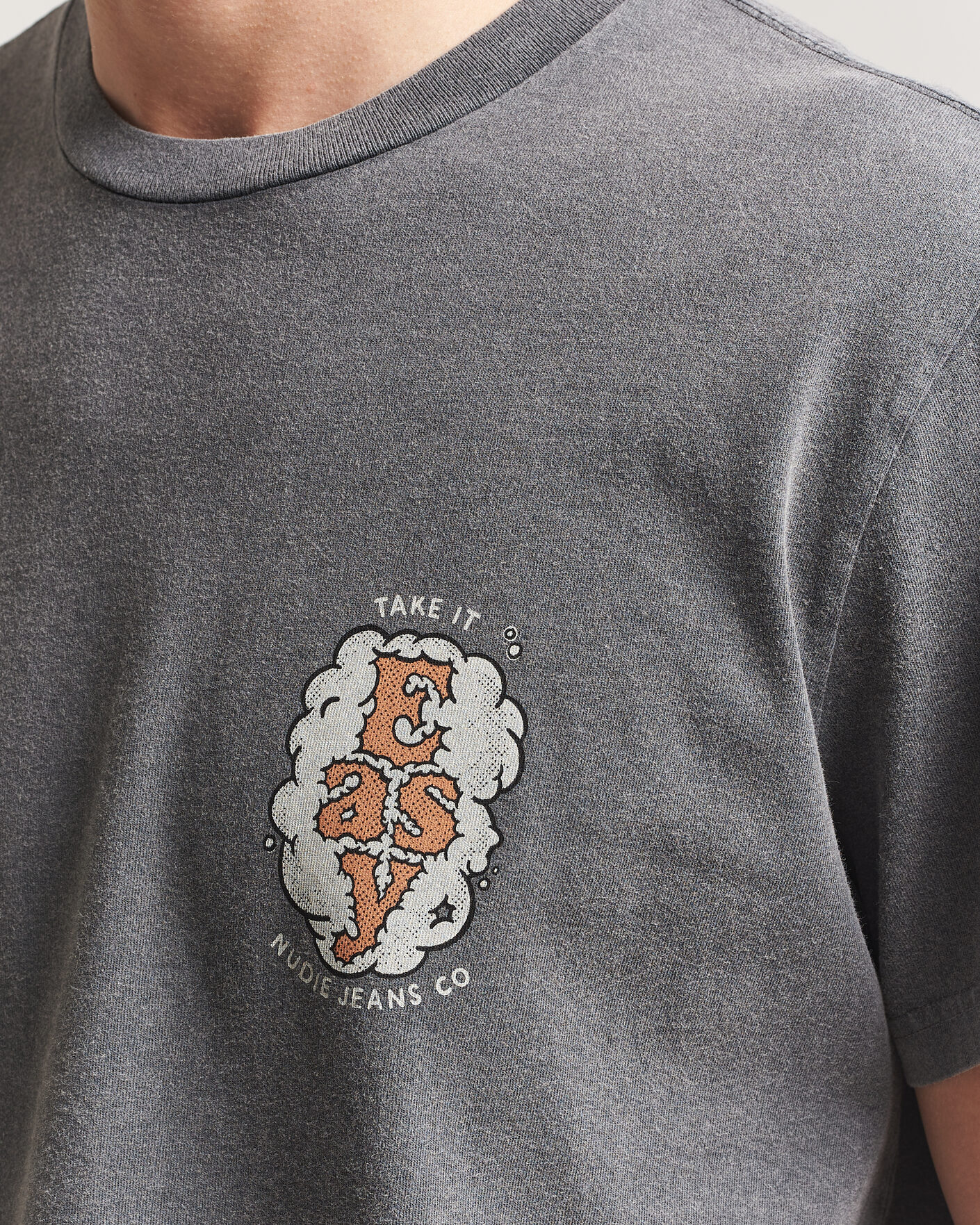 Heren | T-shirts | Nudie Jeans | Roy Easy Cloud T-Shirt Antracite