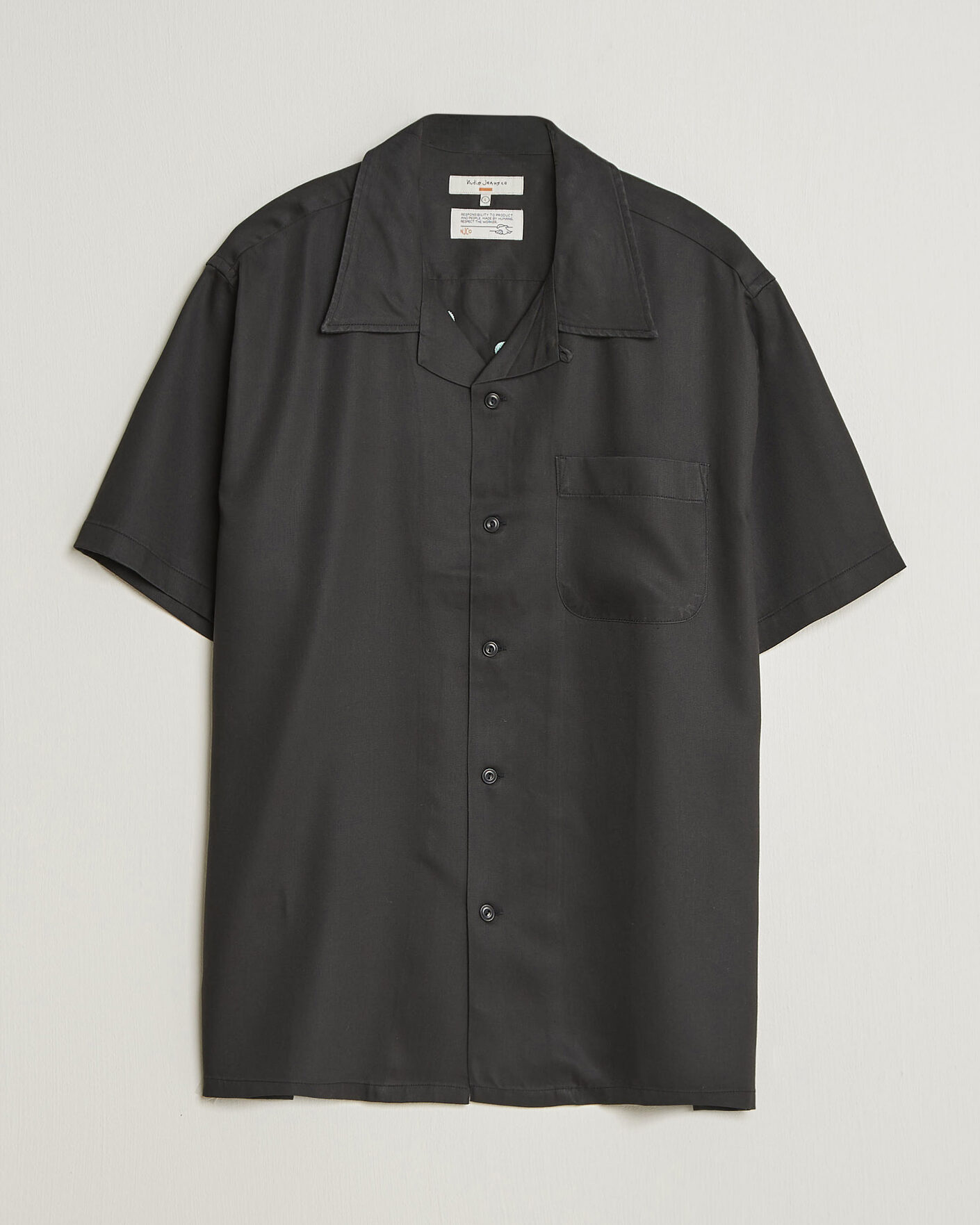 Heren | Overhemden | Nudie Jeans | Arthur Bowling Shirt Saftey Pi Black