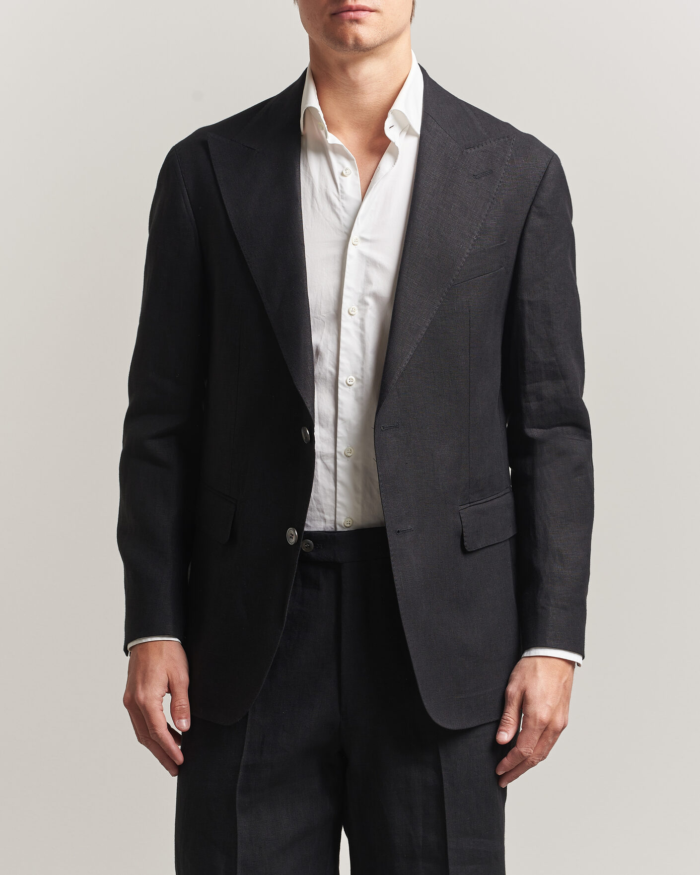 Heren | Blazers | Oscar Jacobson | Rufus Soft Linen Blazer Black