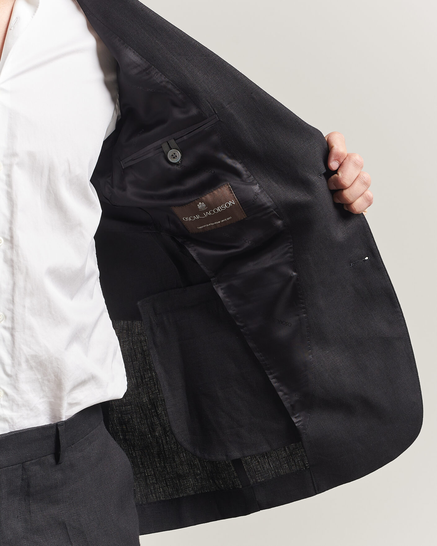Heren | Blazers | Oscar Jacobson | Rufus Soft Linen Blazer Black