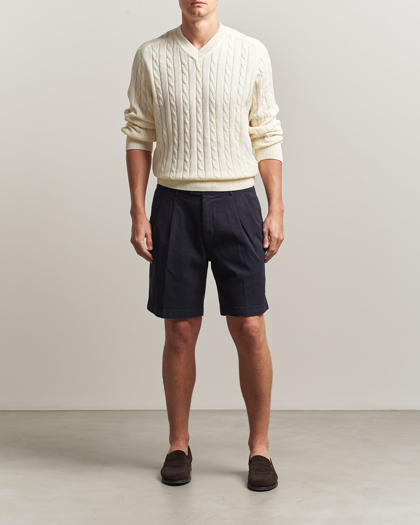 Heren | Korte broek | Oscar Jacobson | Tanker Pleat Shorts Navy