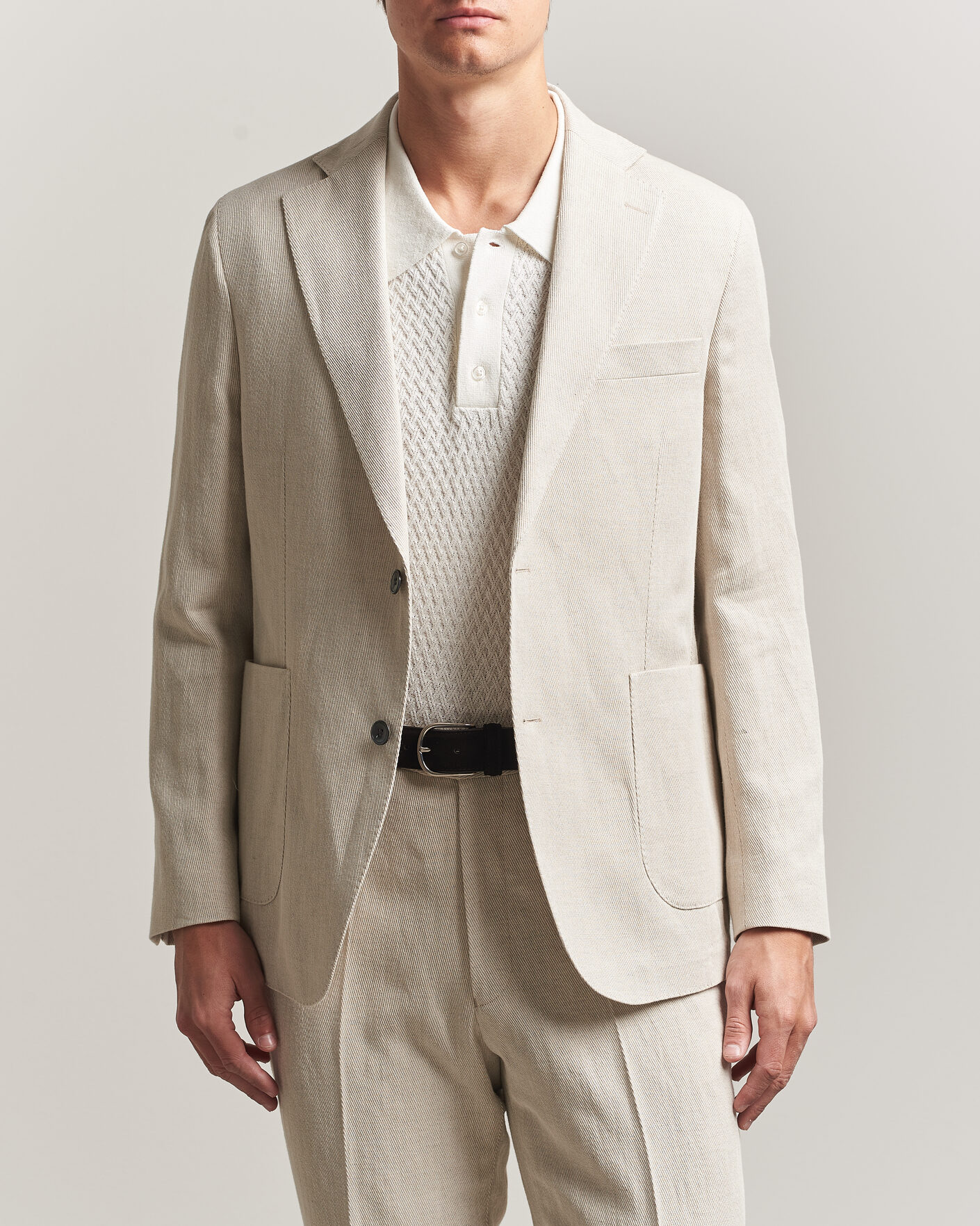 Heren | Blazers | Oscar Jacobson | Ferry Patch Cotton/Linen Blazer Off White